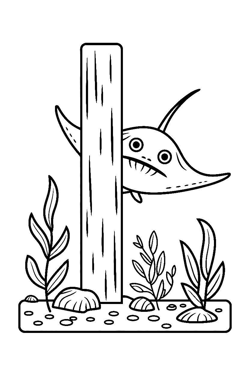 rock formation with gliding stingray coloring pages