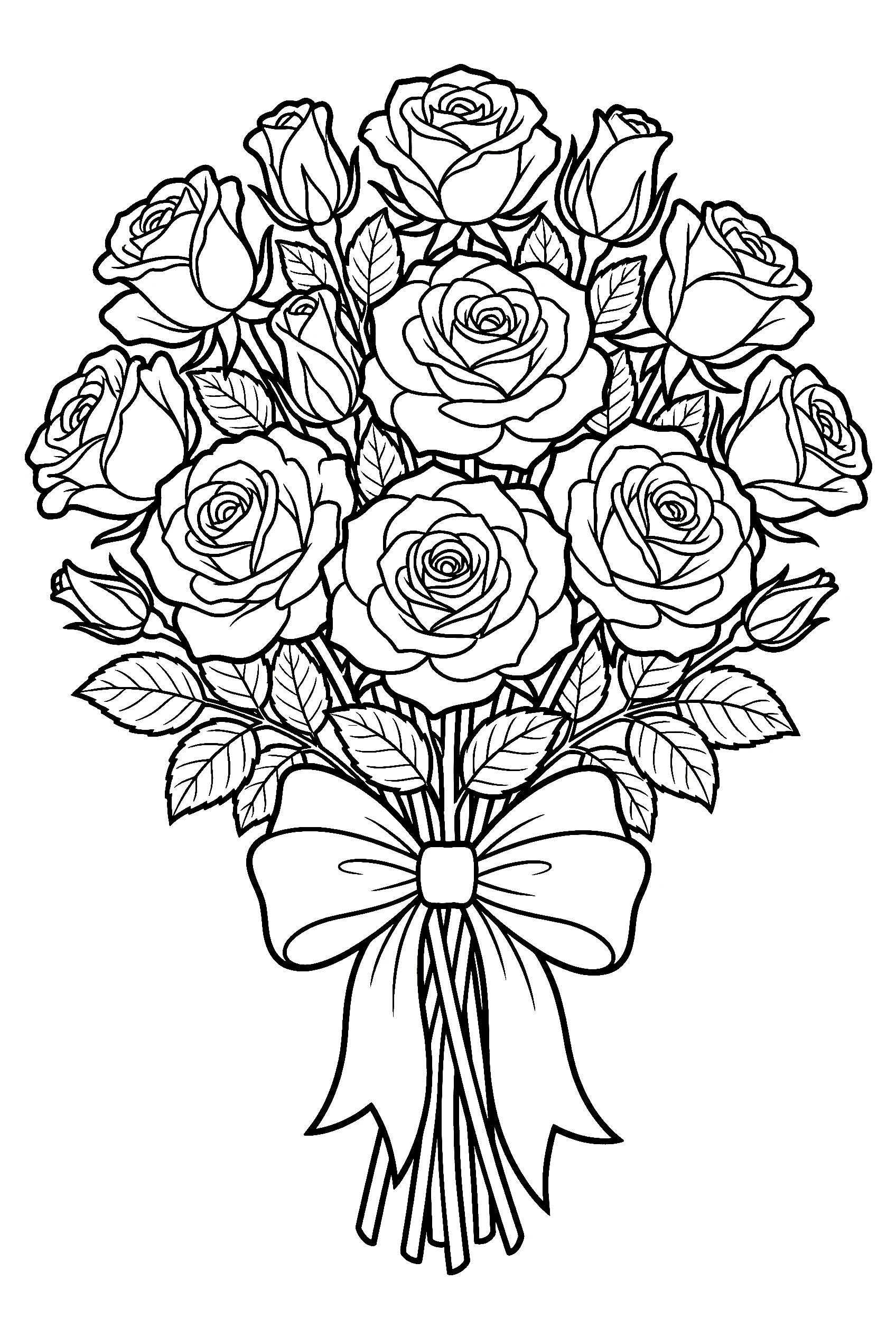 rose bouquet ribbon coloring pages