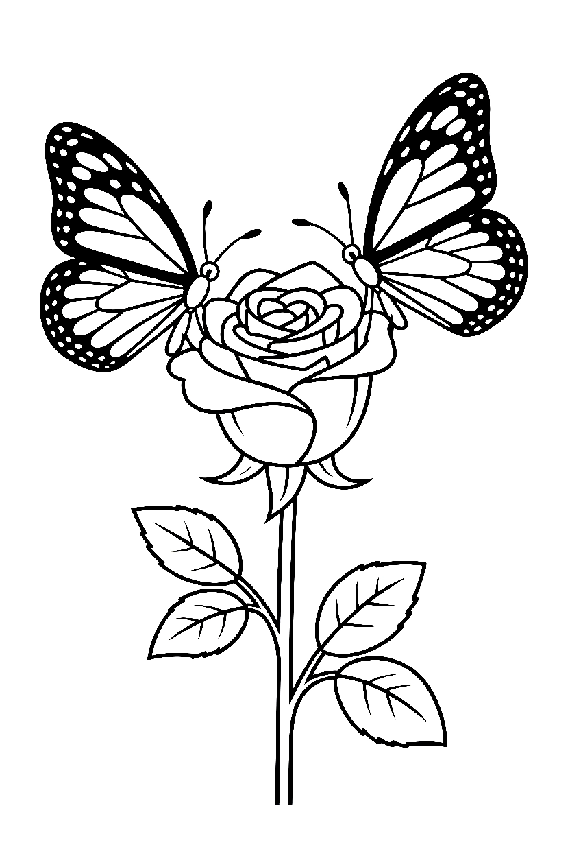 rose butterfly visit coloring pages rose butterfly visit coloring pages