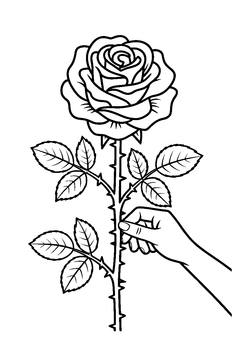 rose picking thorns coloring pages rose picking thorns coloring pages