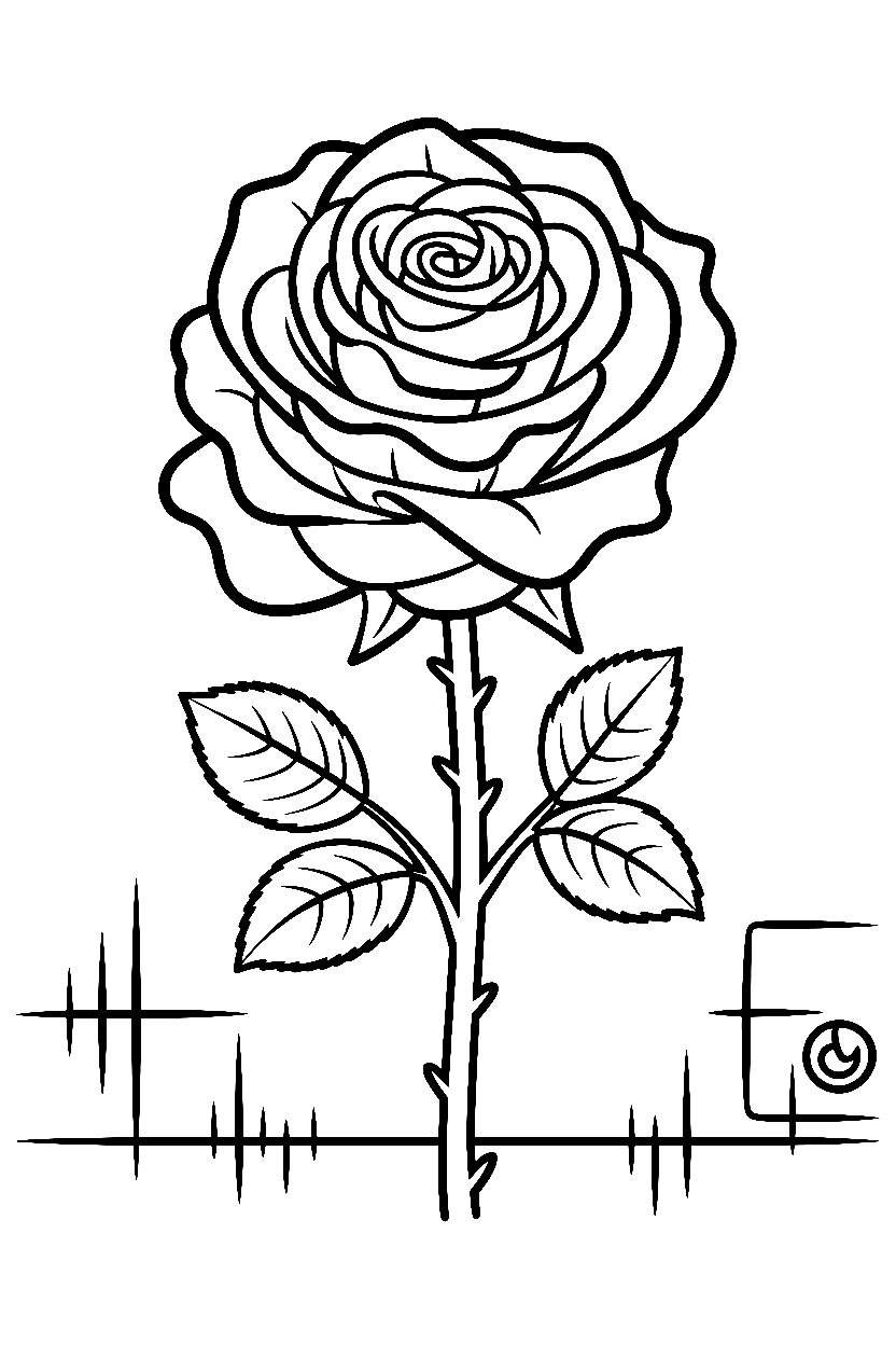 rose single bloom coloring pages