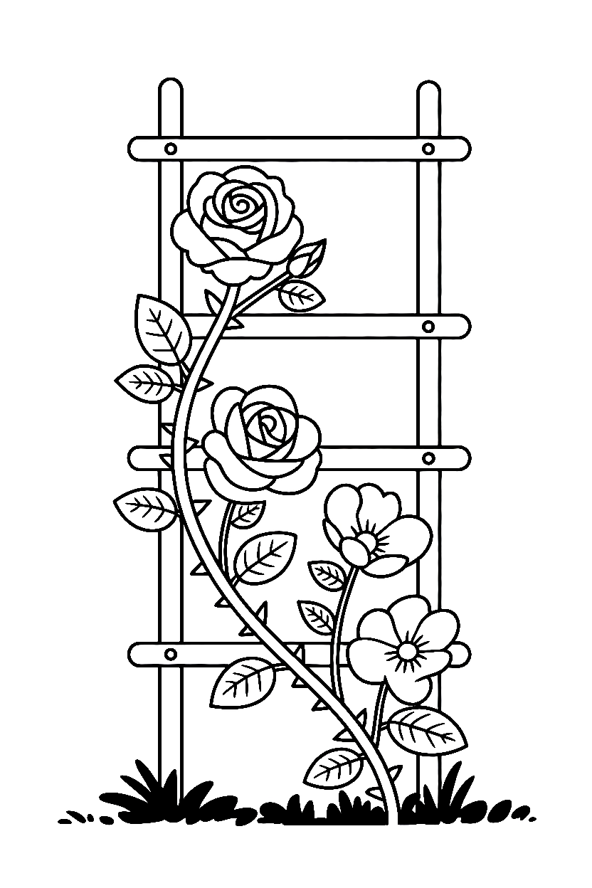 rose trellis climbing drawing rose trellis climbing drawing