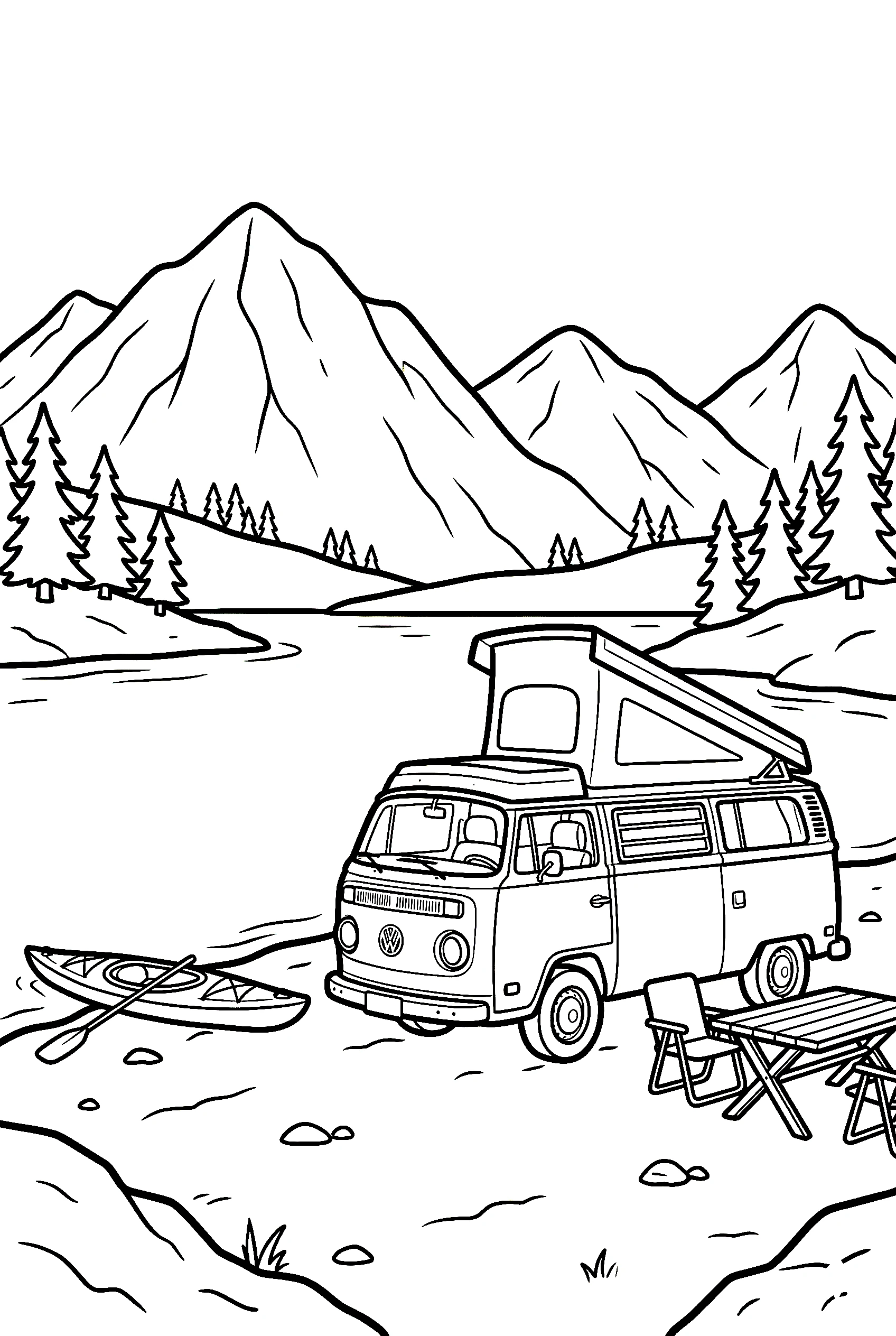 rv camper van camping coloring pages