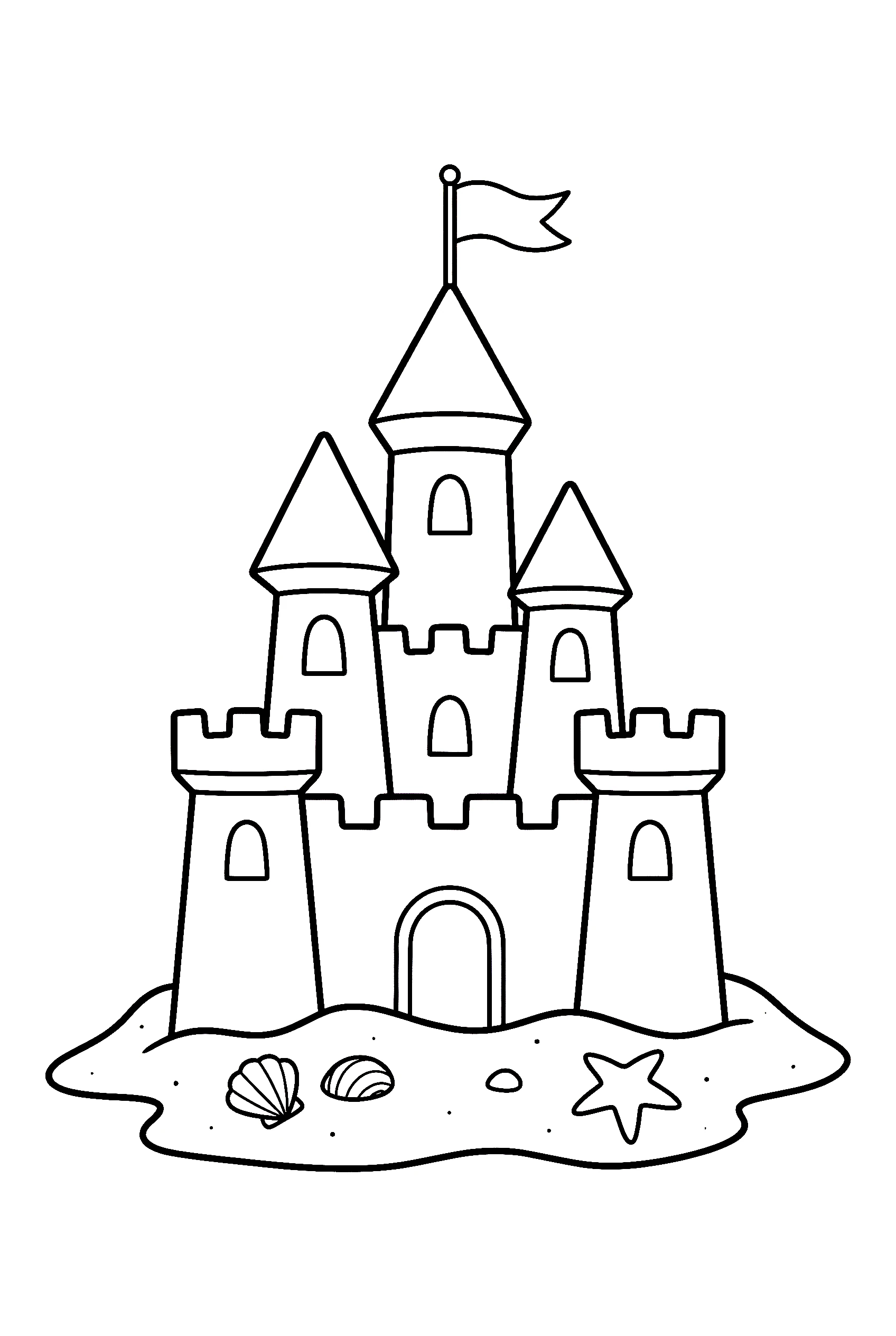 sandcastle on the beach coloring pages