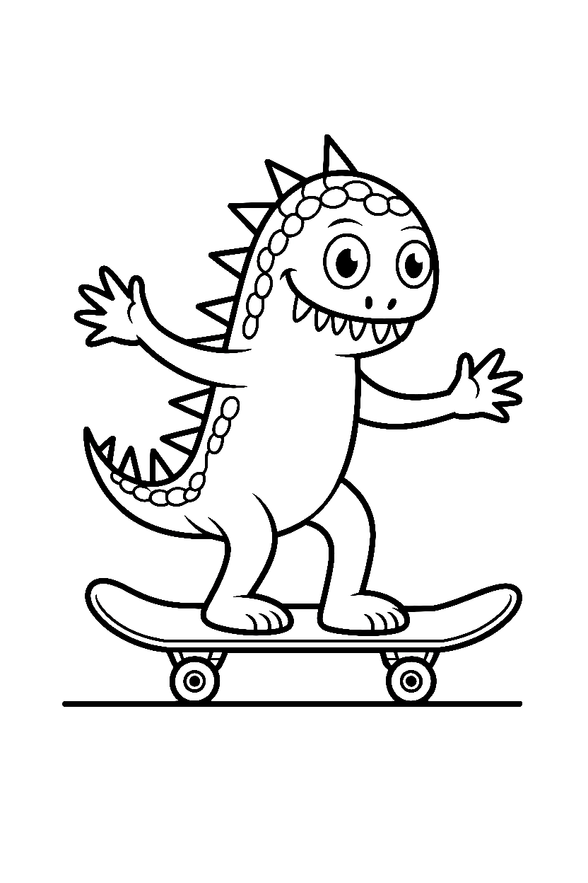 scaly monster skateboard ramp spikes coloring pages