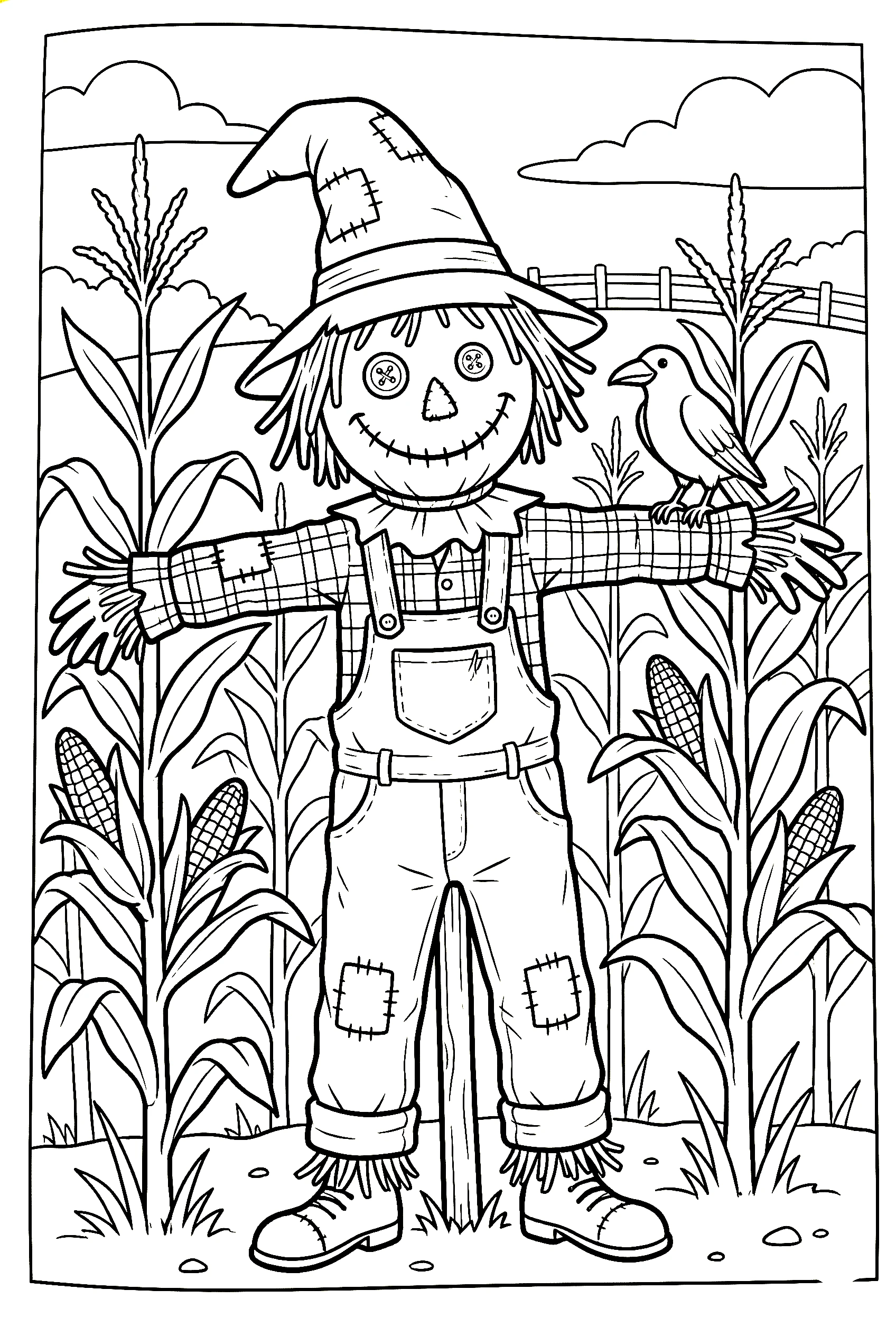 scarecrow garden coloring pages