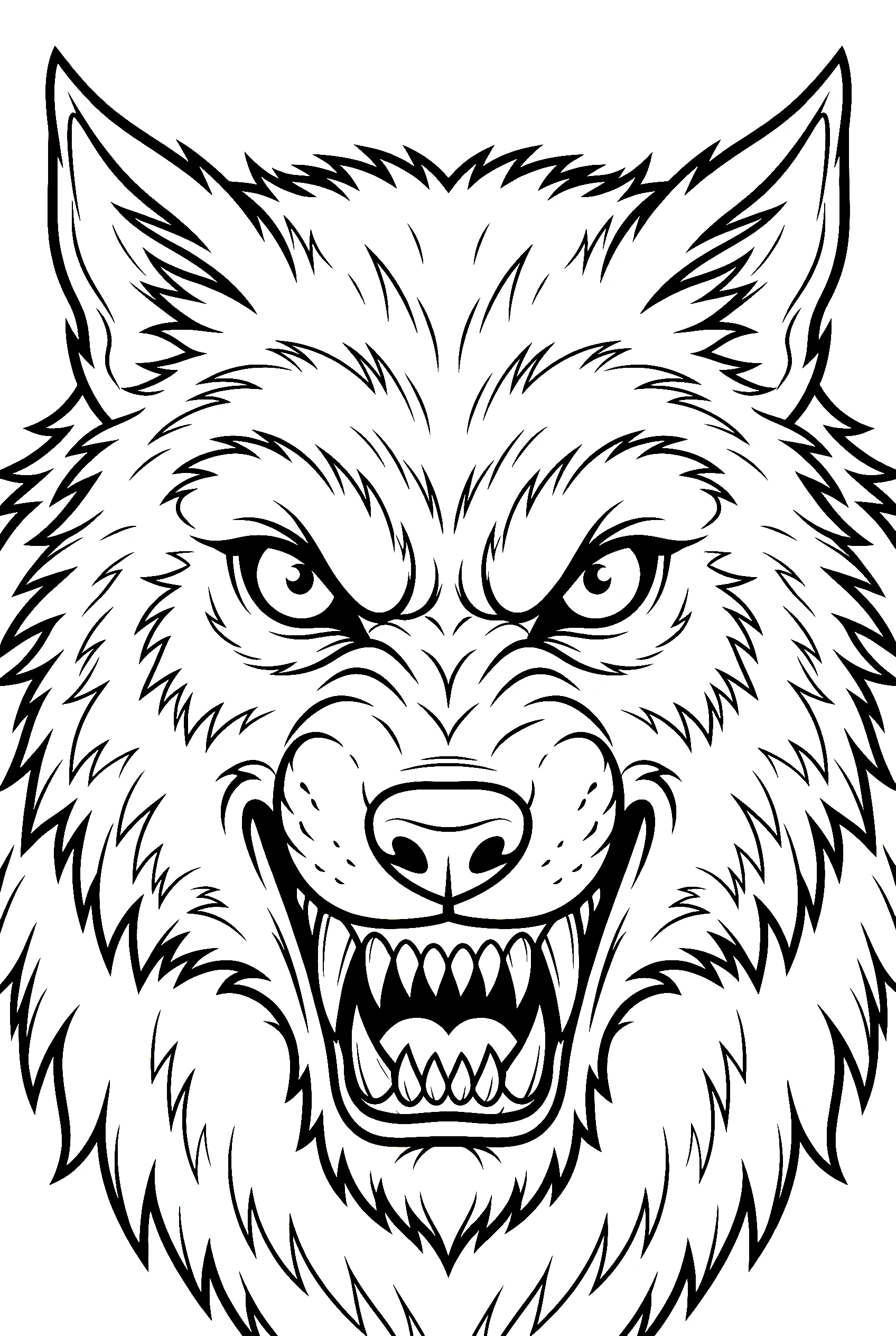 scary face portrait werewolf coloring pages