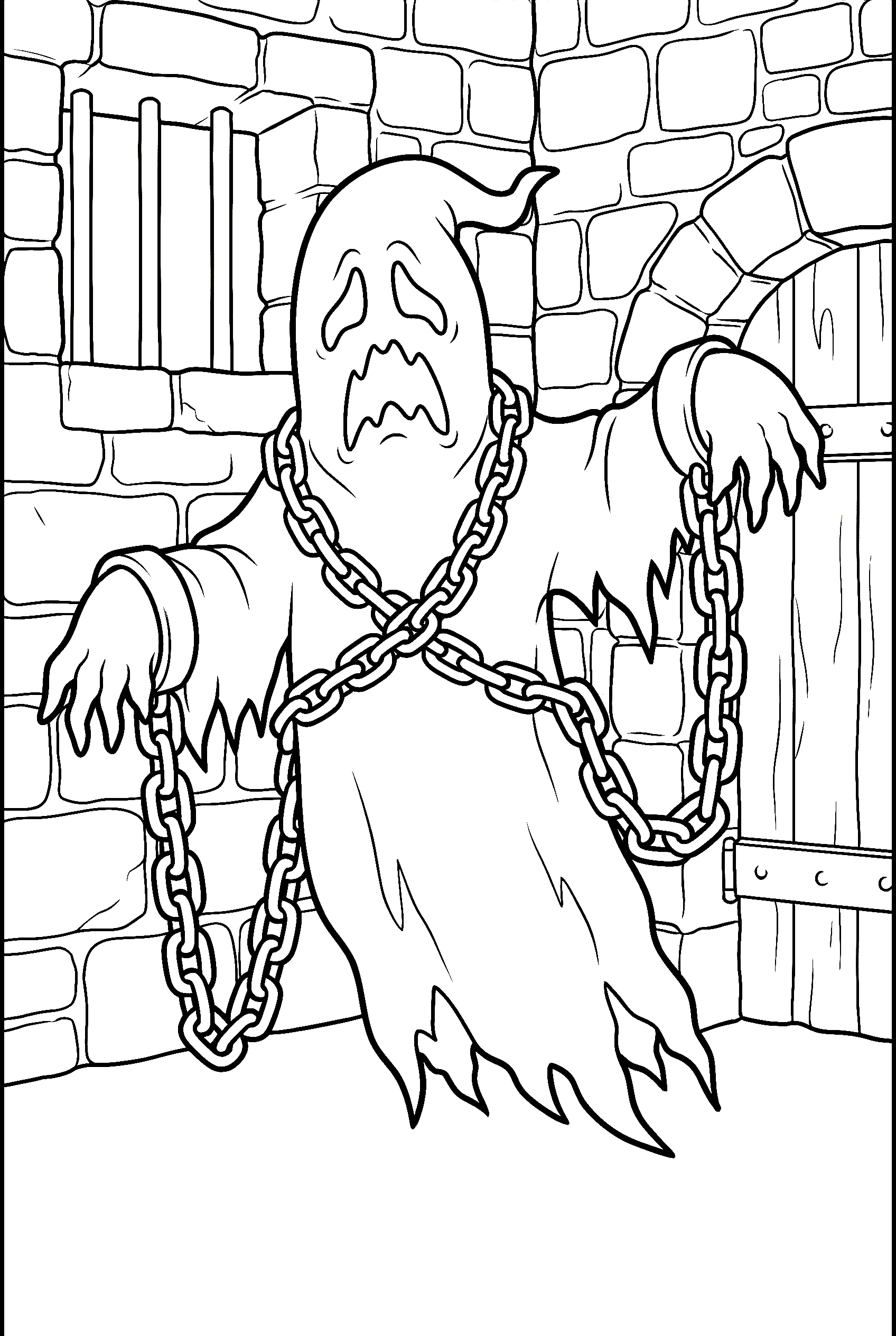 scary ghost chains drawing for kids