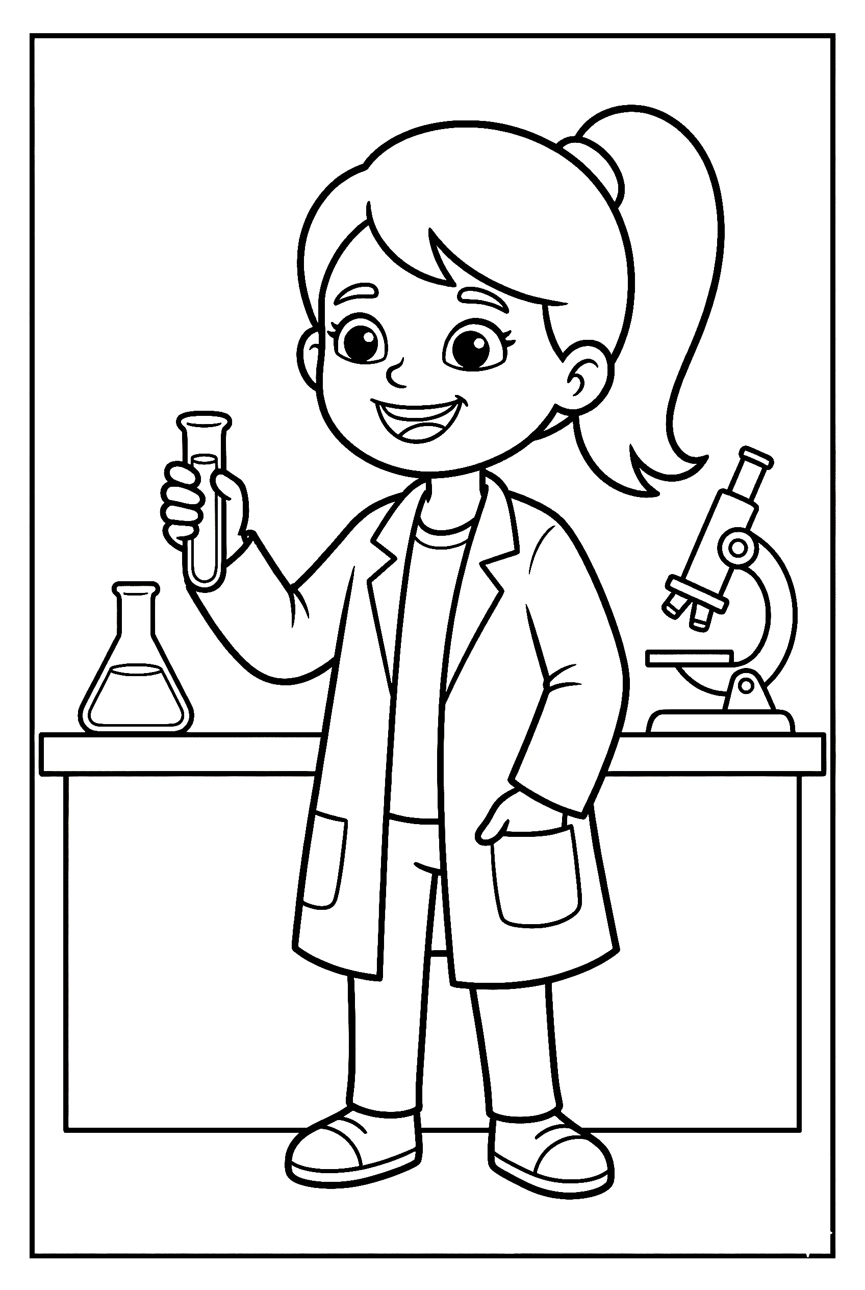 scientist career girl coloring pages