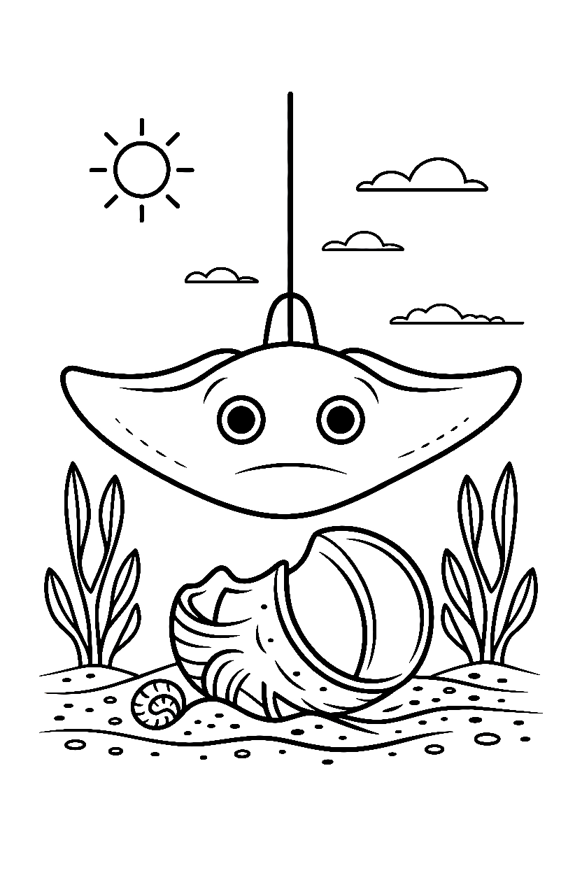 seafloor detail stingray scene drawing