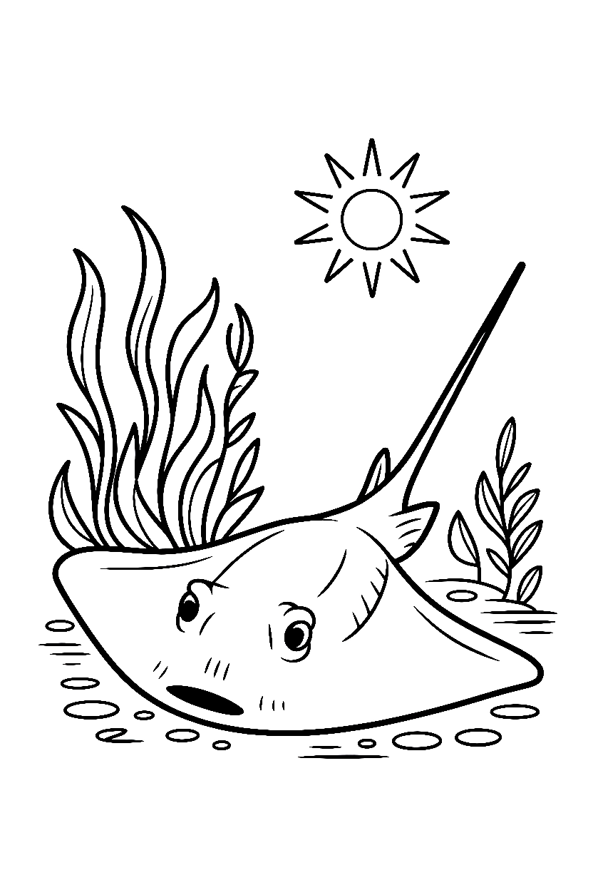 seagrass bed scene drawing