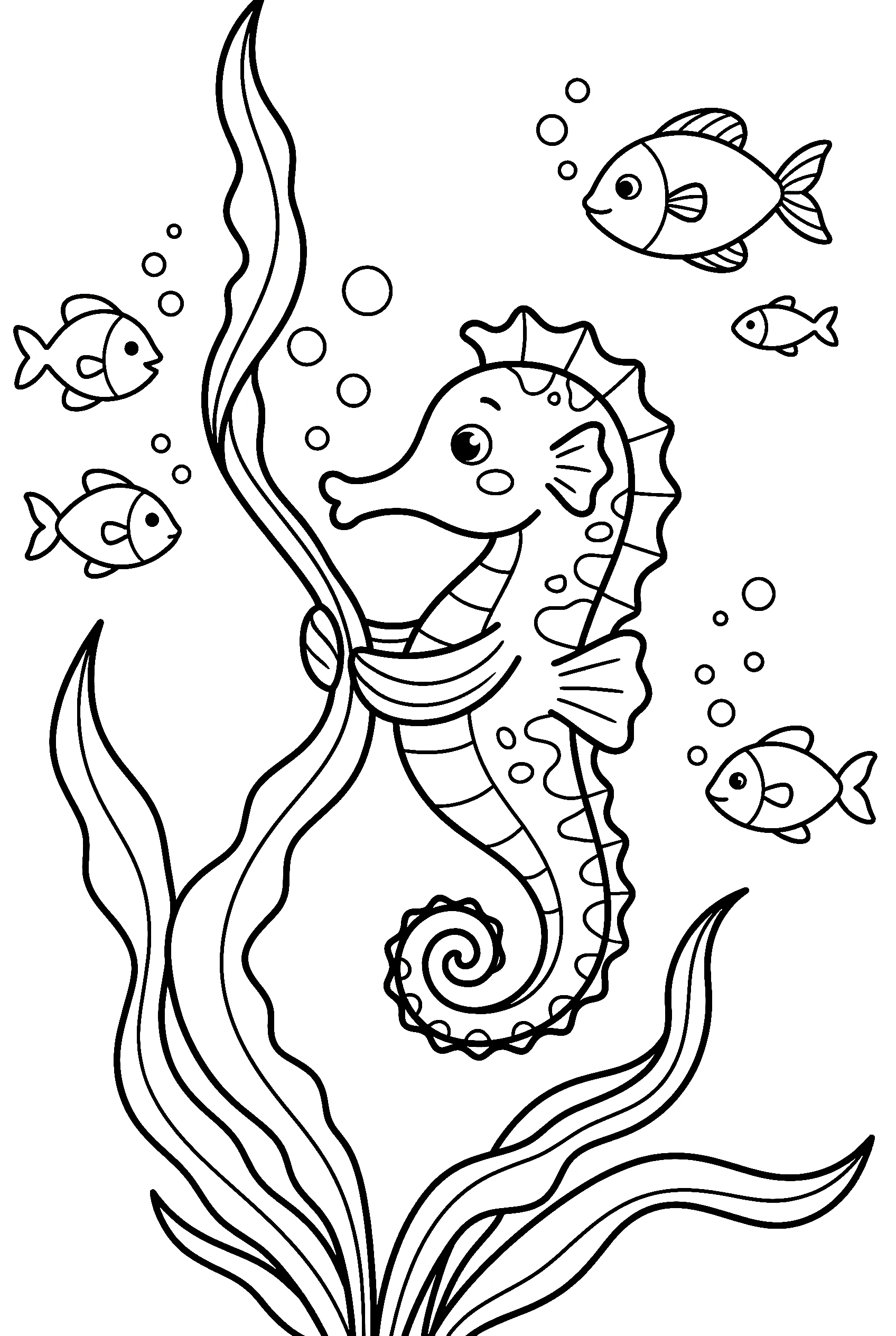 seahorse seaweed fish coloring pages
