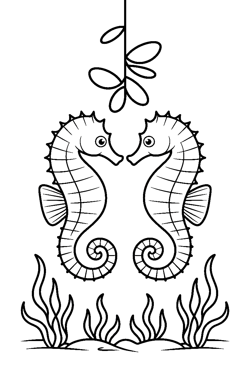 seahorses kelp hold printable sheet