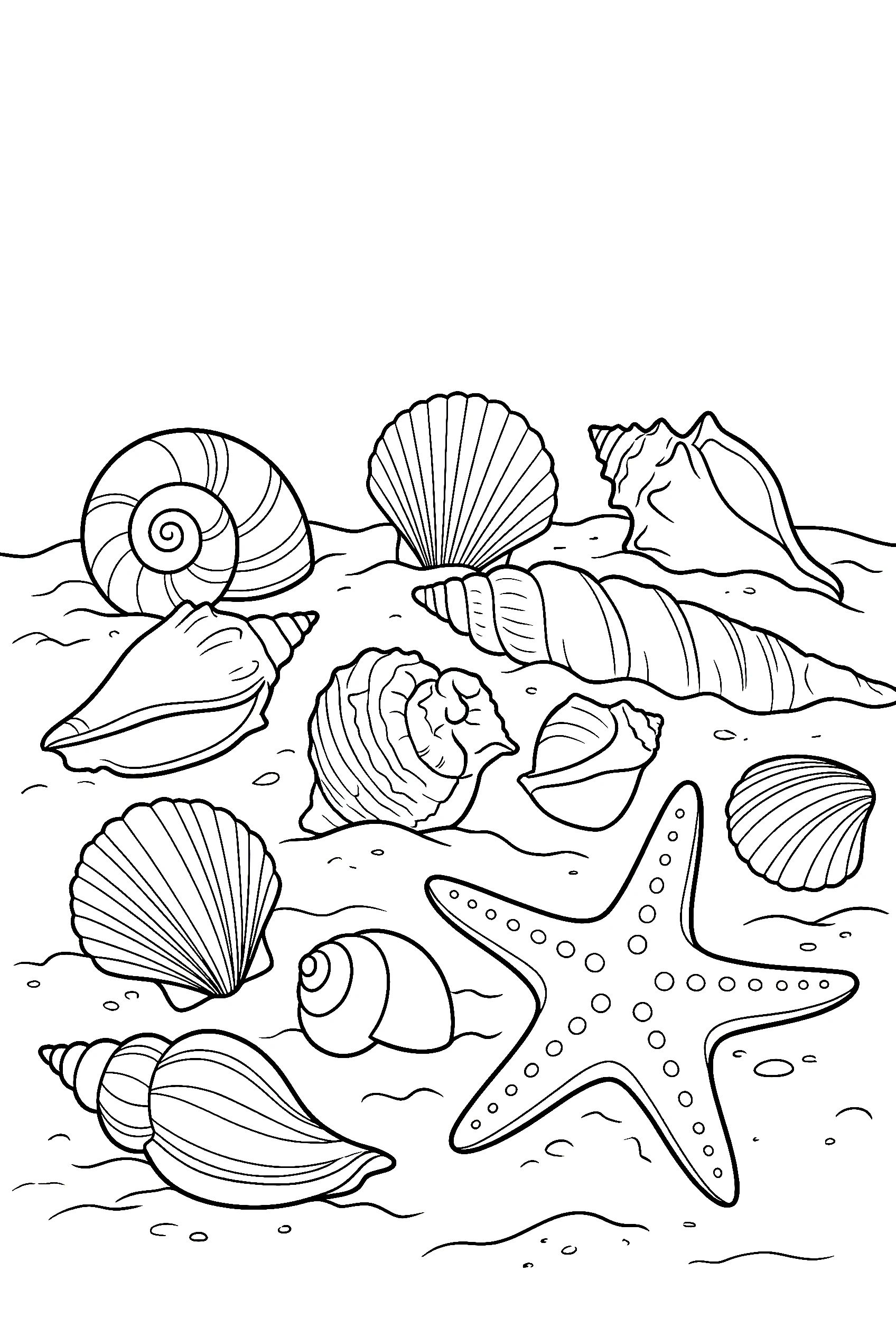 seashells on the beach illustration template