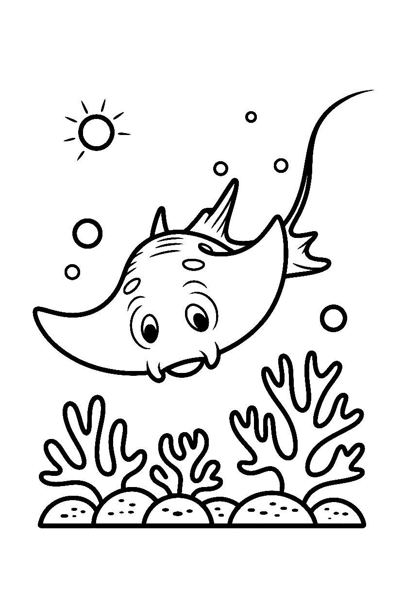 shallow reef stingray printable sheet