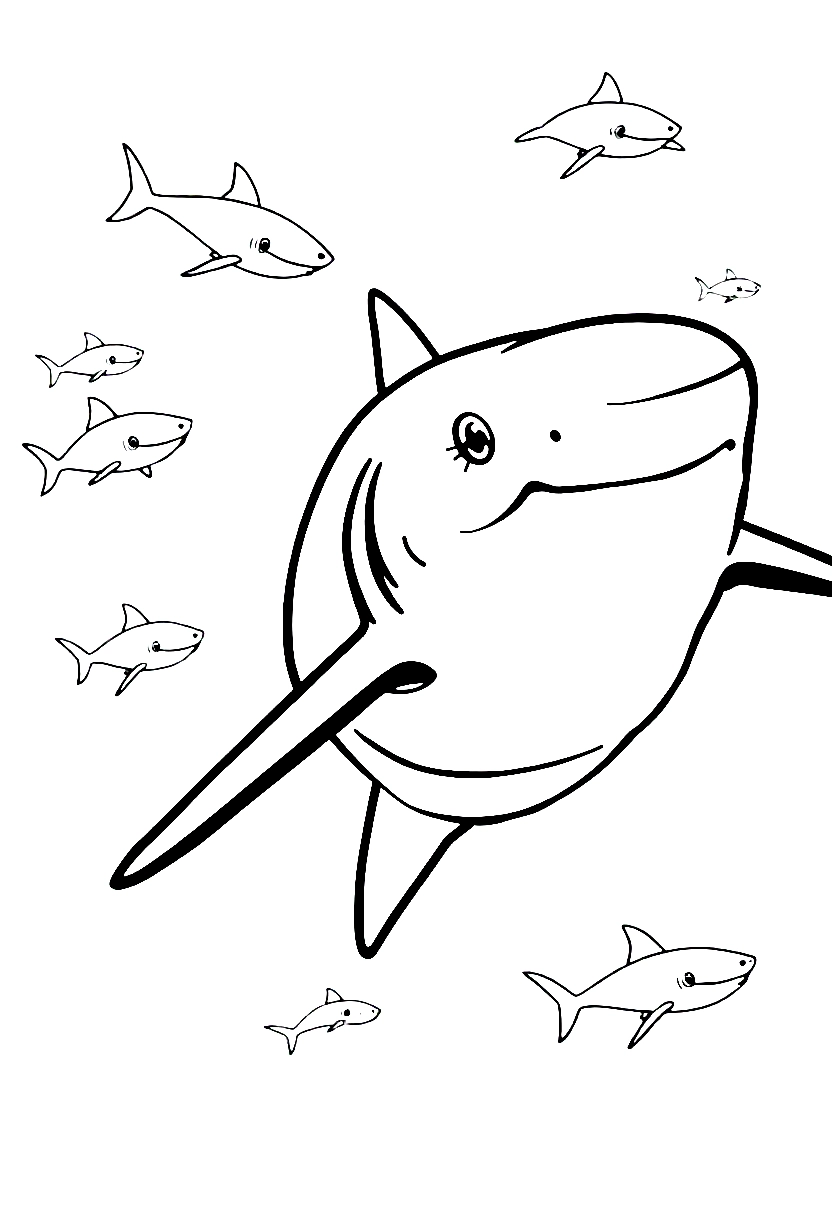 shark group underwater printable sheet