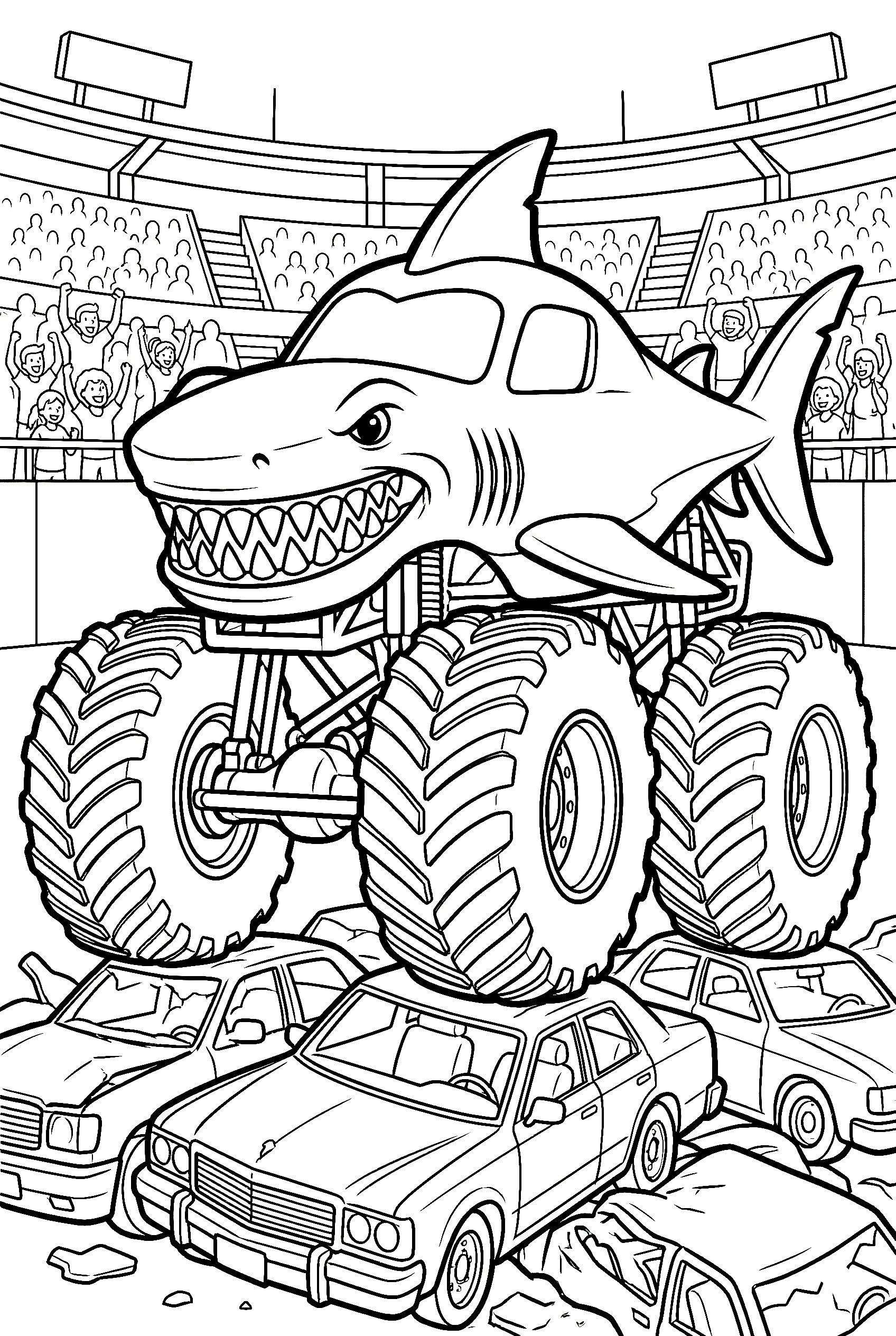 shark monster truck coloring pages