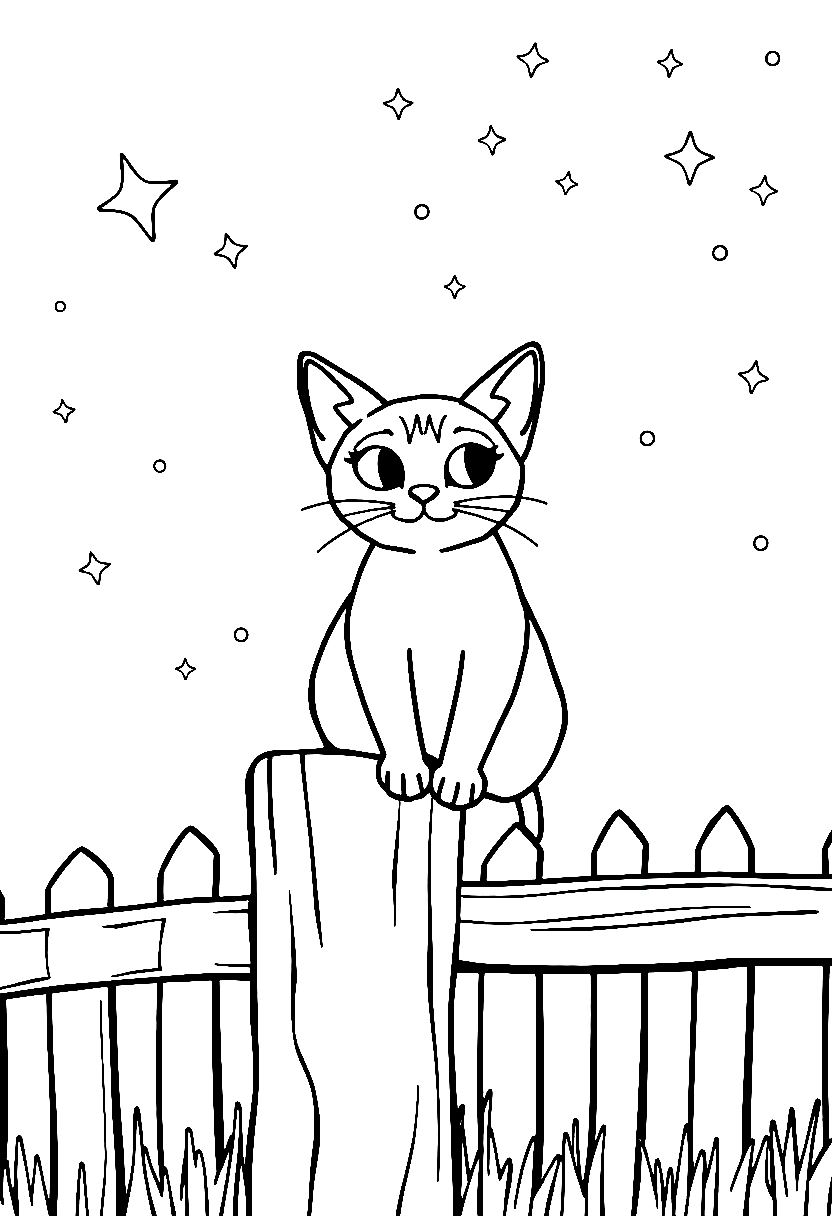 siamese cat fence night printable sheet siamese cat fence night printable sheet
