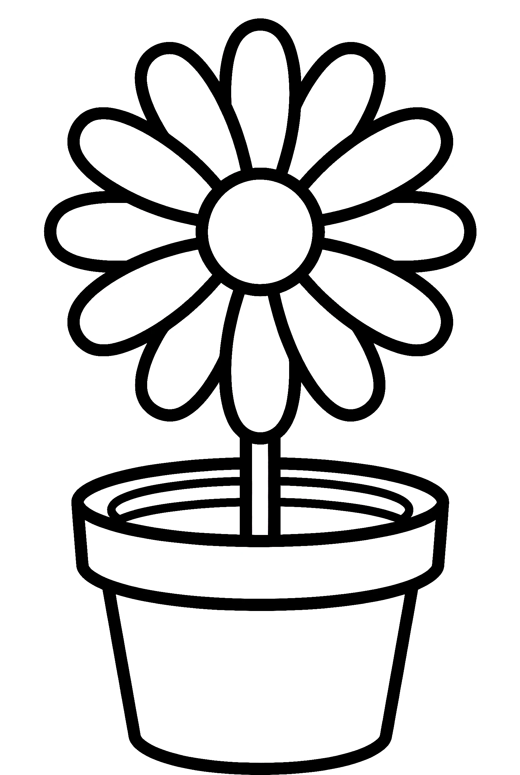simple flower pot garden coloring pages