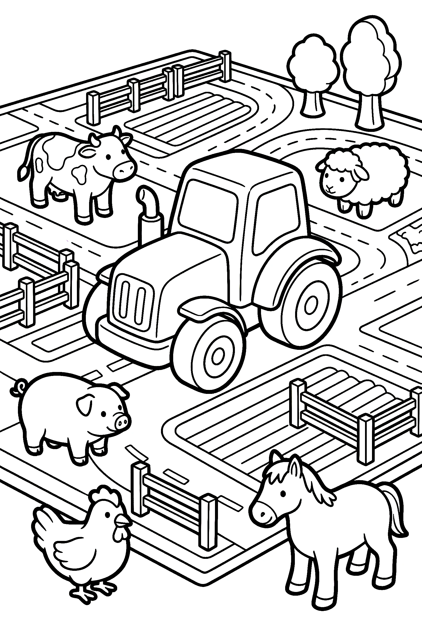 simple toy tractor coloring pages