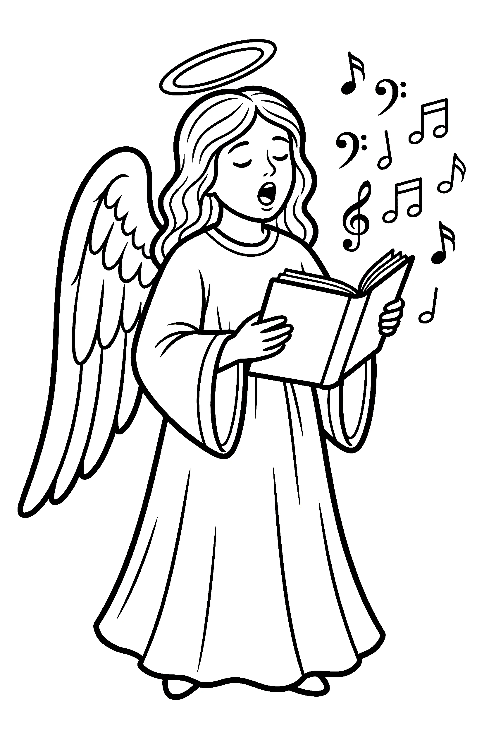 singing angel choir christmas coloring pages