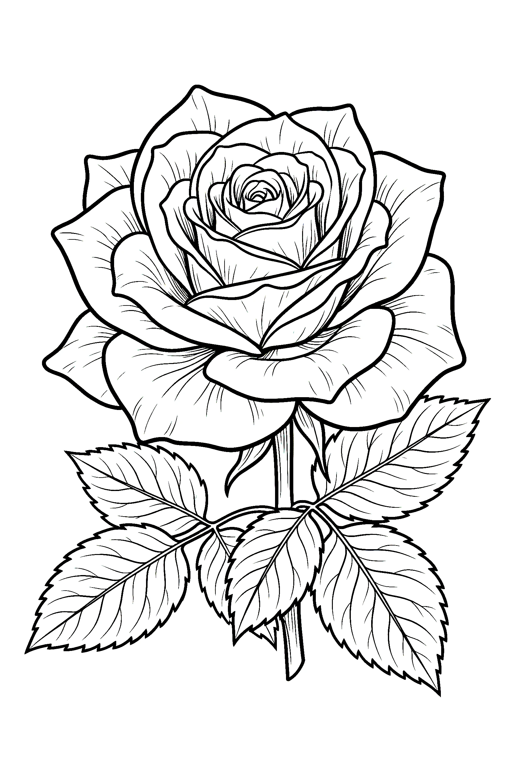 single blooming rose coloring pages