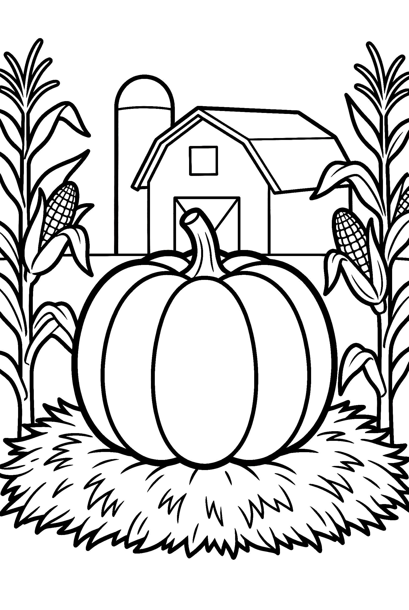 single pumpkin straw barn background coloring pages