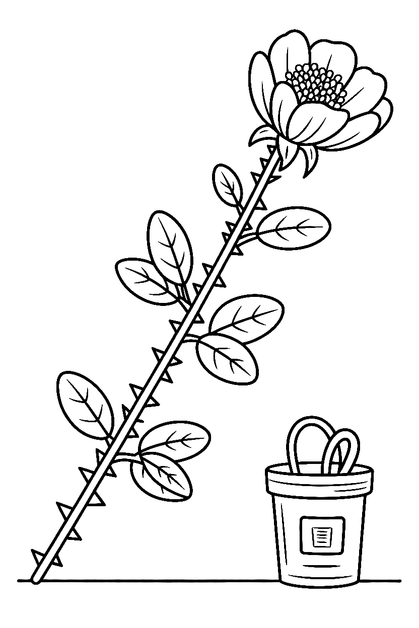 single stem diagonal bloom coloring pages