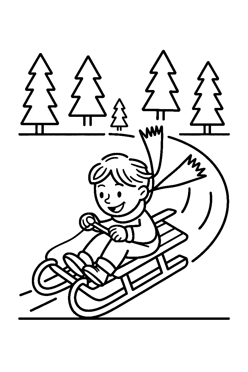 sledding down hill printable sheet