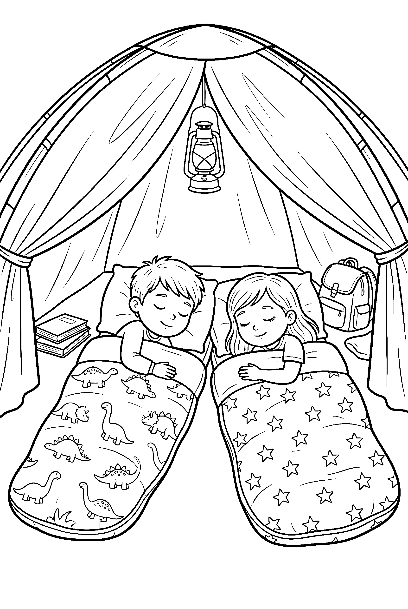 sleeping bag camping coloring pages