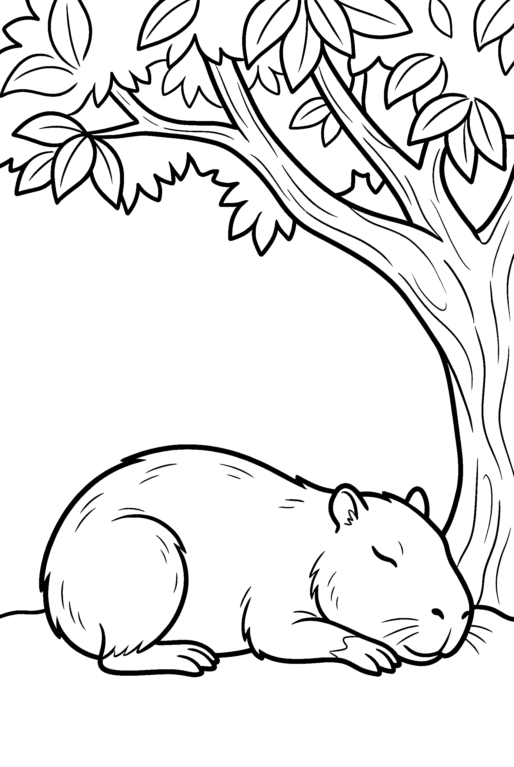 sleeping capybara tree coloring pages