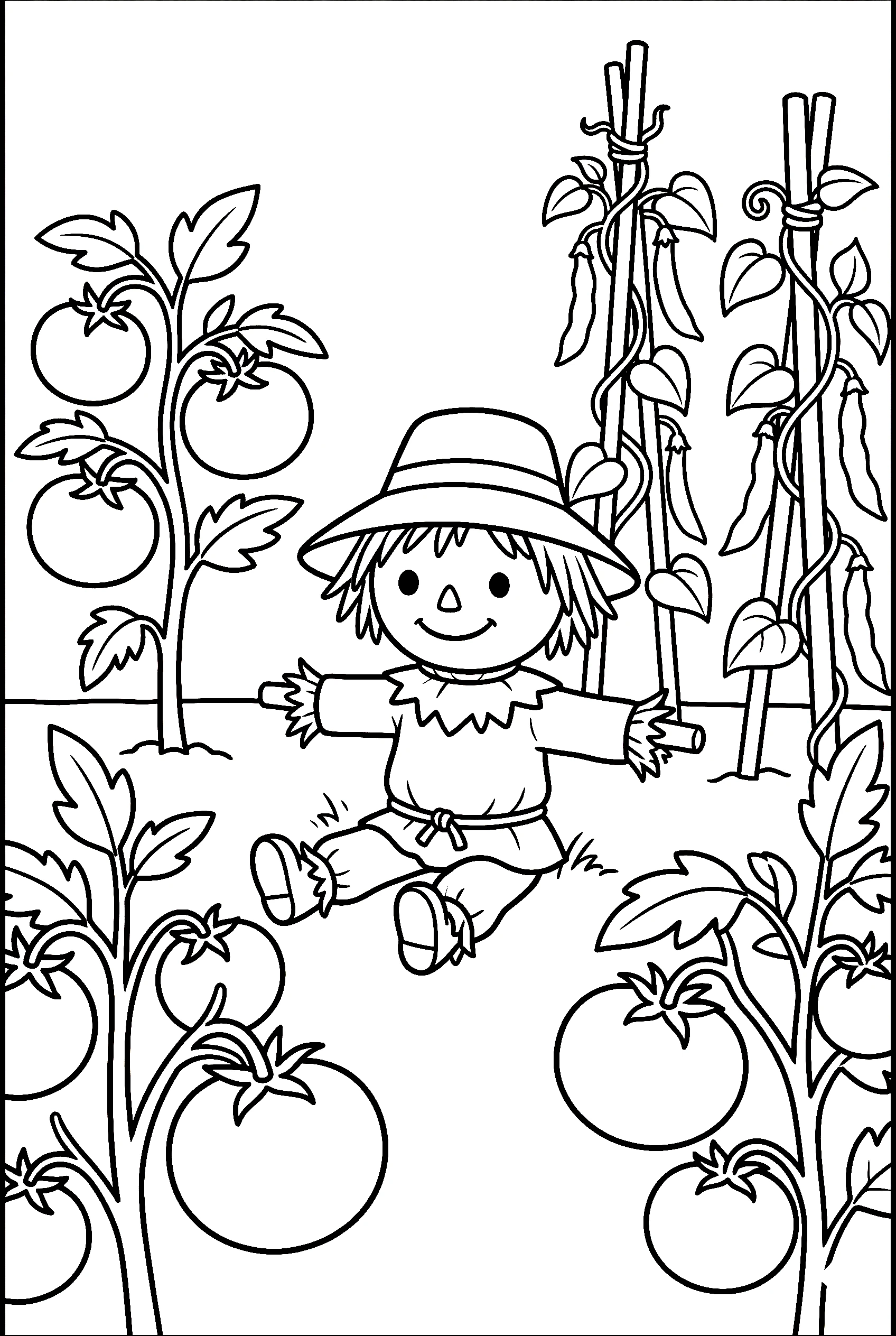 small garden scarecrow vegetables printable sheet