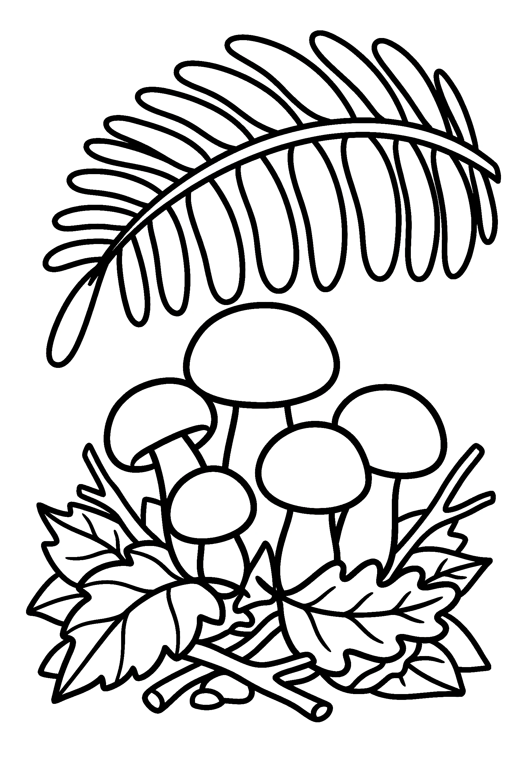 small mushrooms fern habitat coloring pages