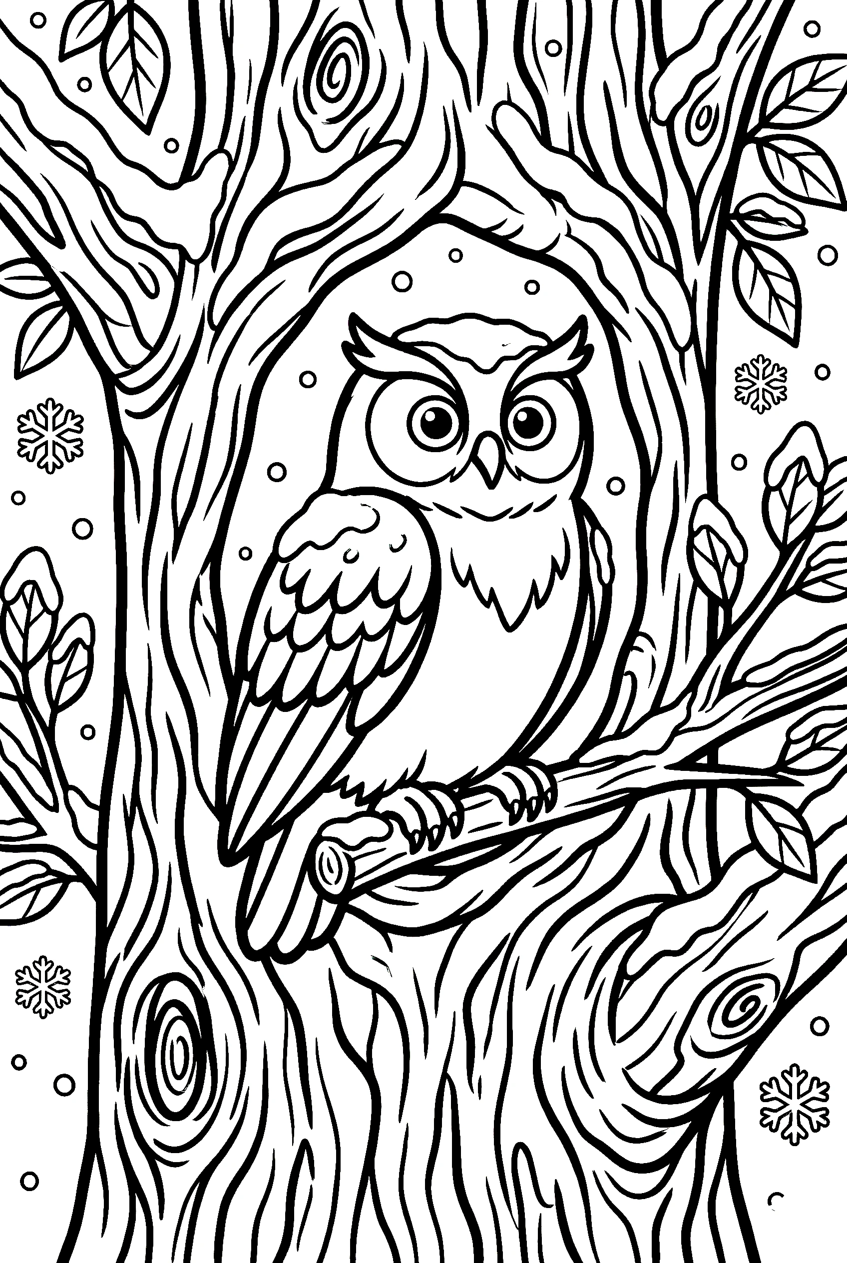 snowy owl tree hollow printable sheet