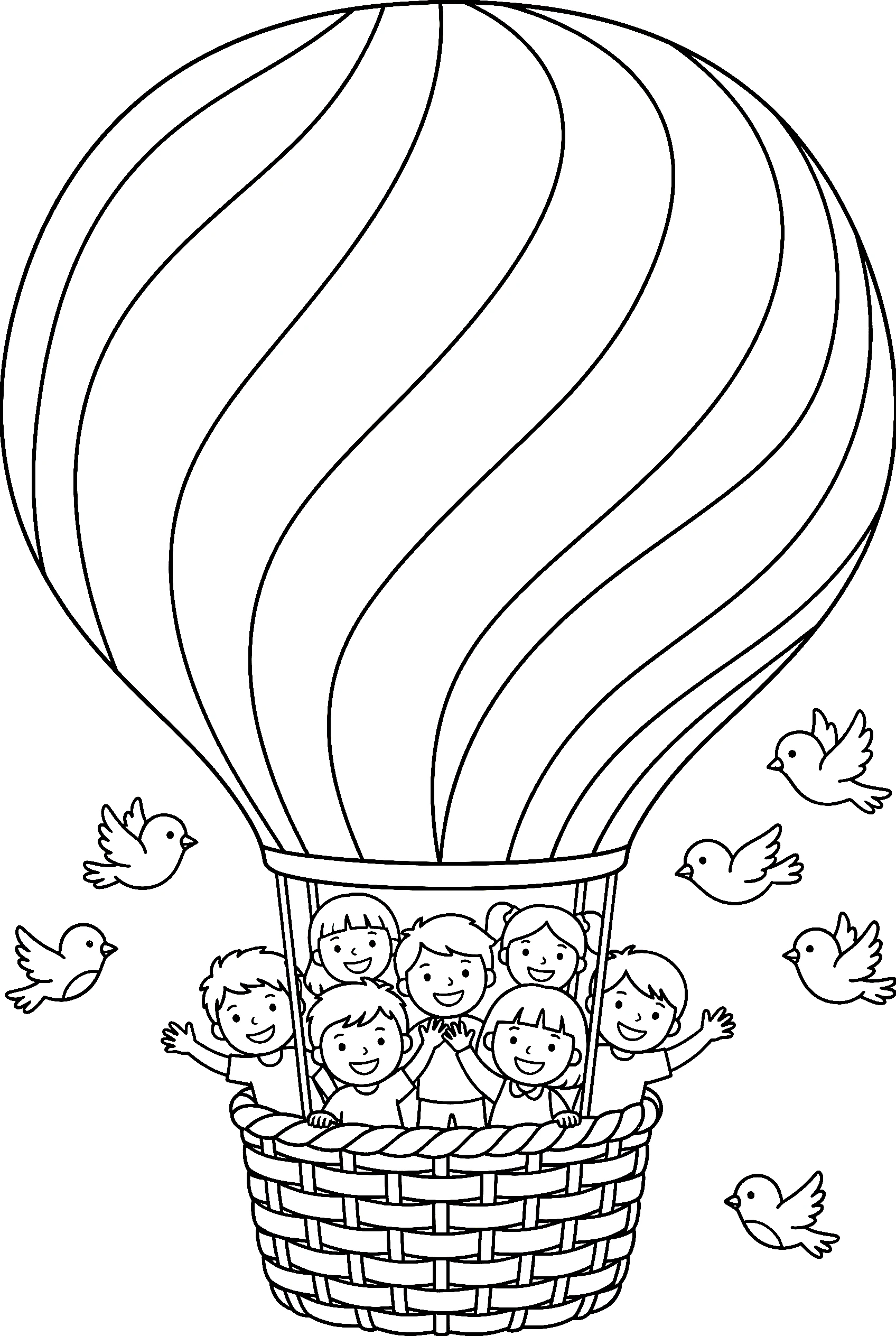 spiral balloon children waving coloring pages
