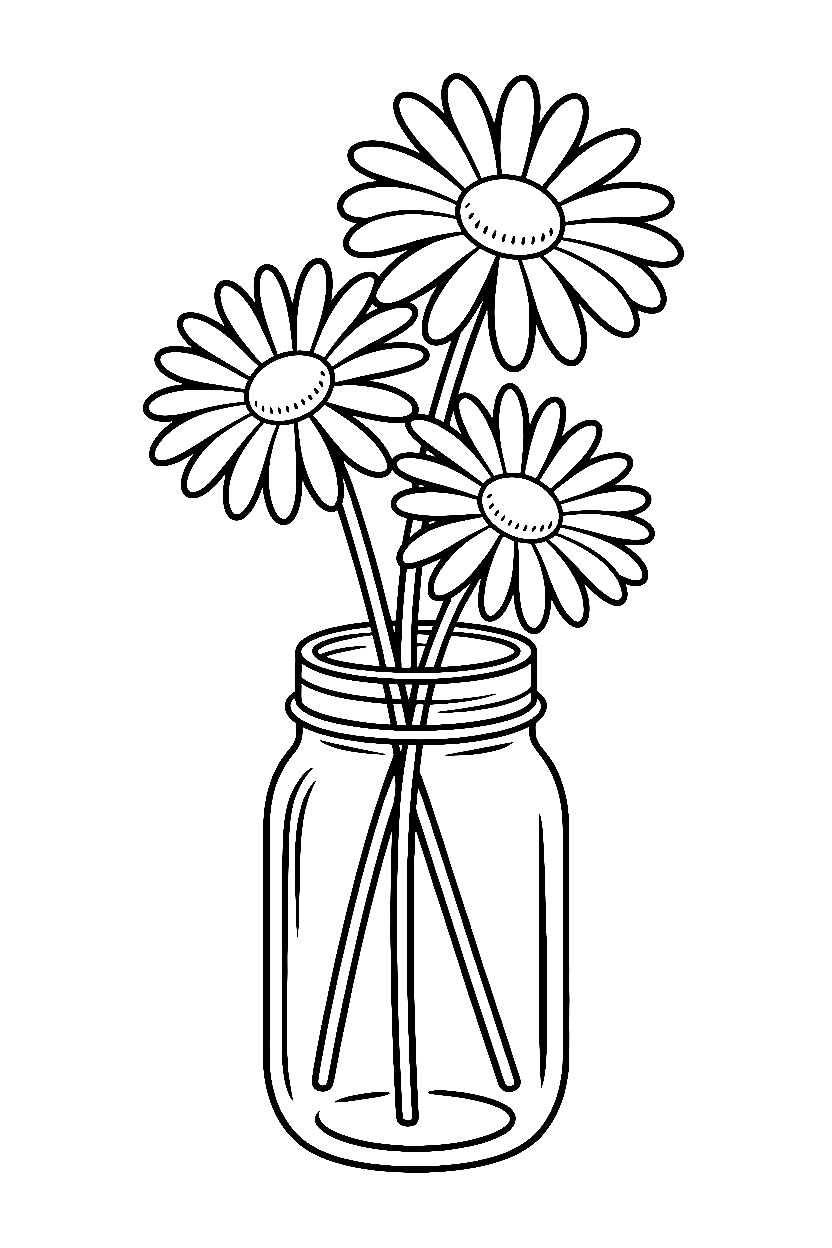 stacked daisy mason jar printable sheet