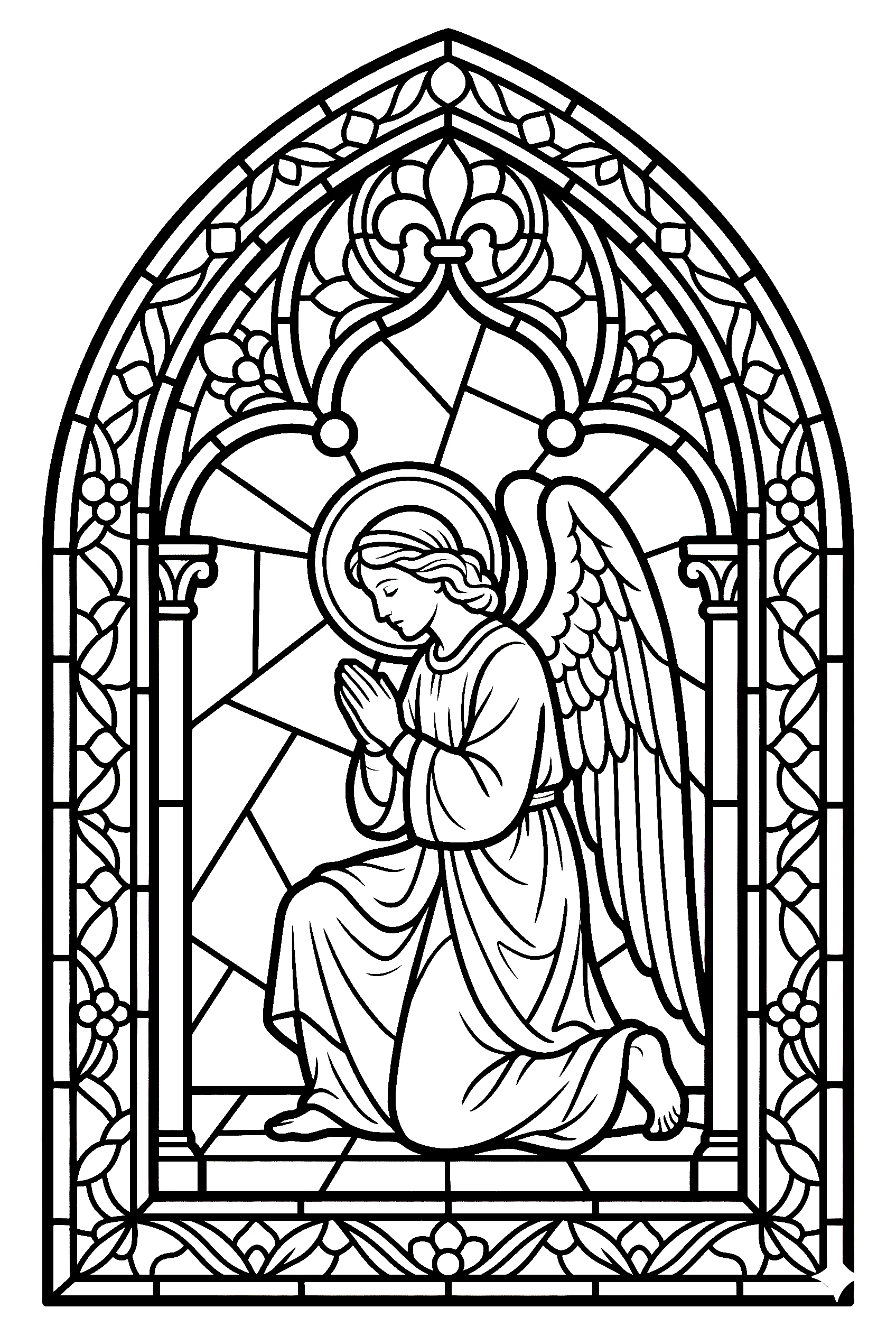 stained glass angel religious coloring pages