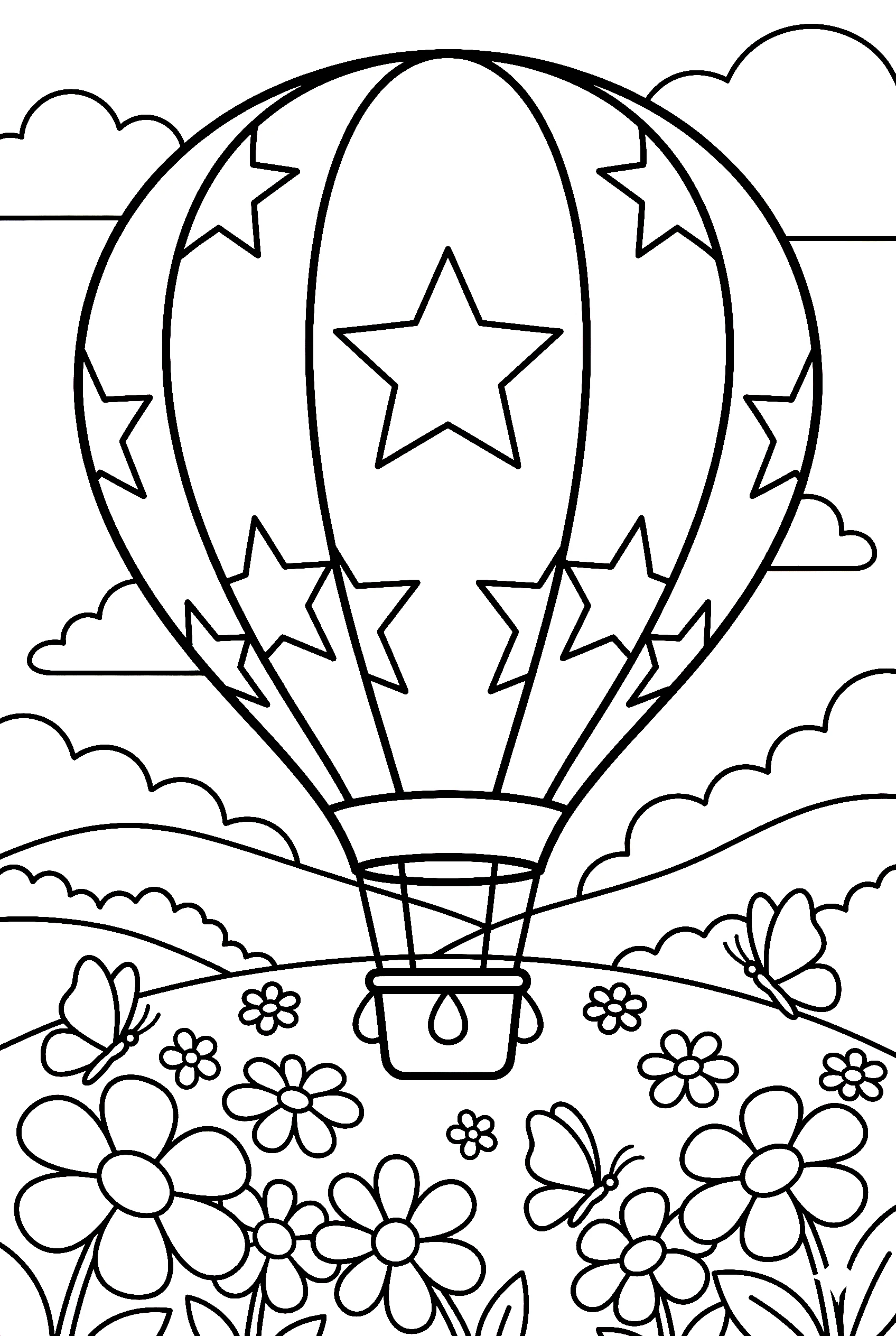 star balloon meadow landing printable sheet