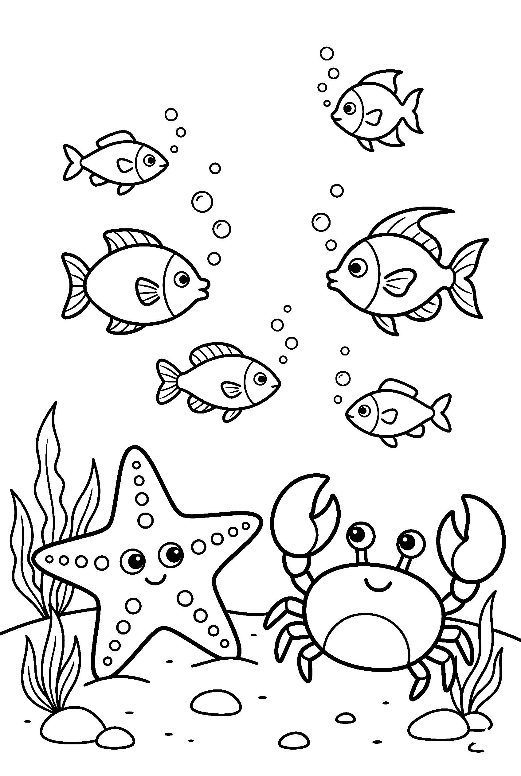 starfish crab fish coloring pages