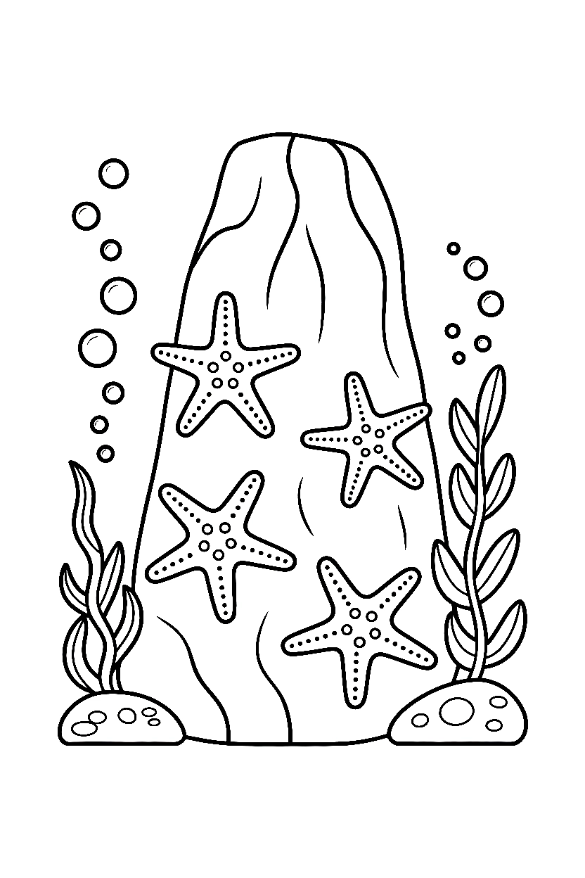 starfish rock seaweed printable sheet