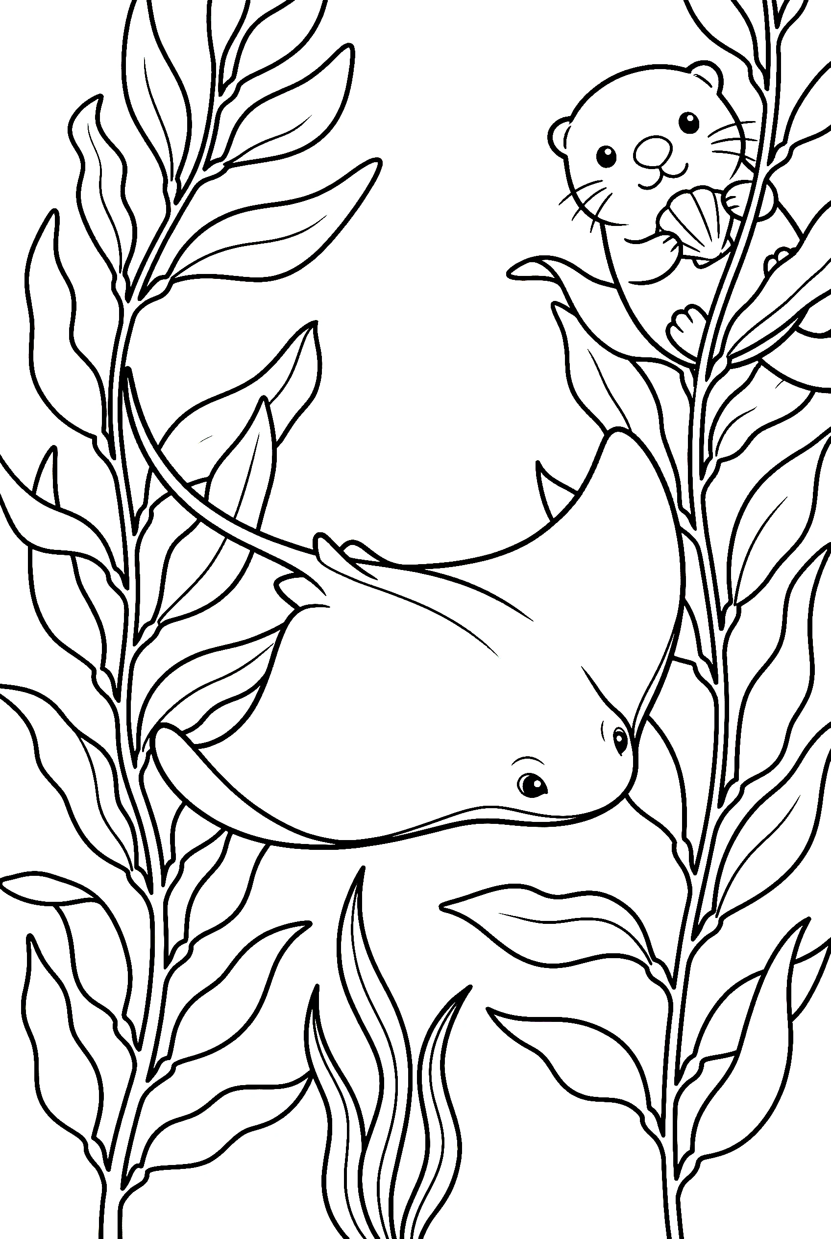 stingray kelp forest illustration template