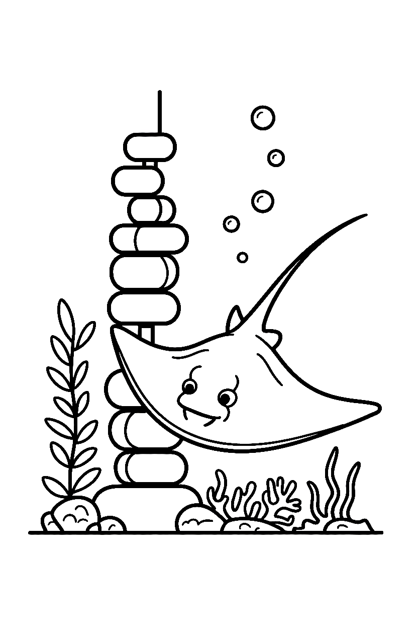 stingray reef scene coloring pages