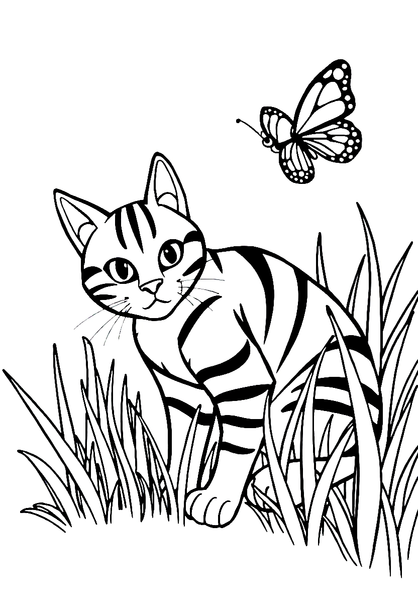 striped cat butterfly garden coloring pages striped cat butterfly garden coloring pages