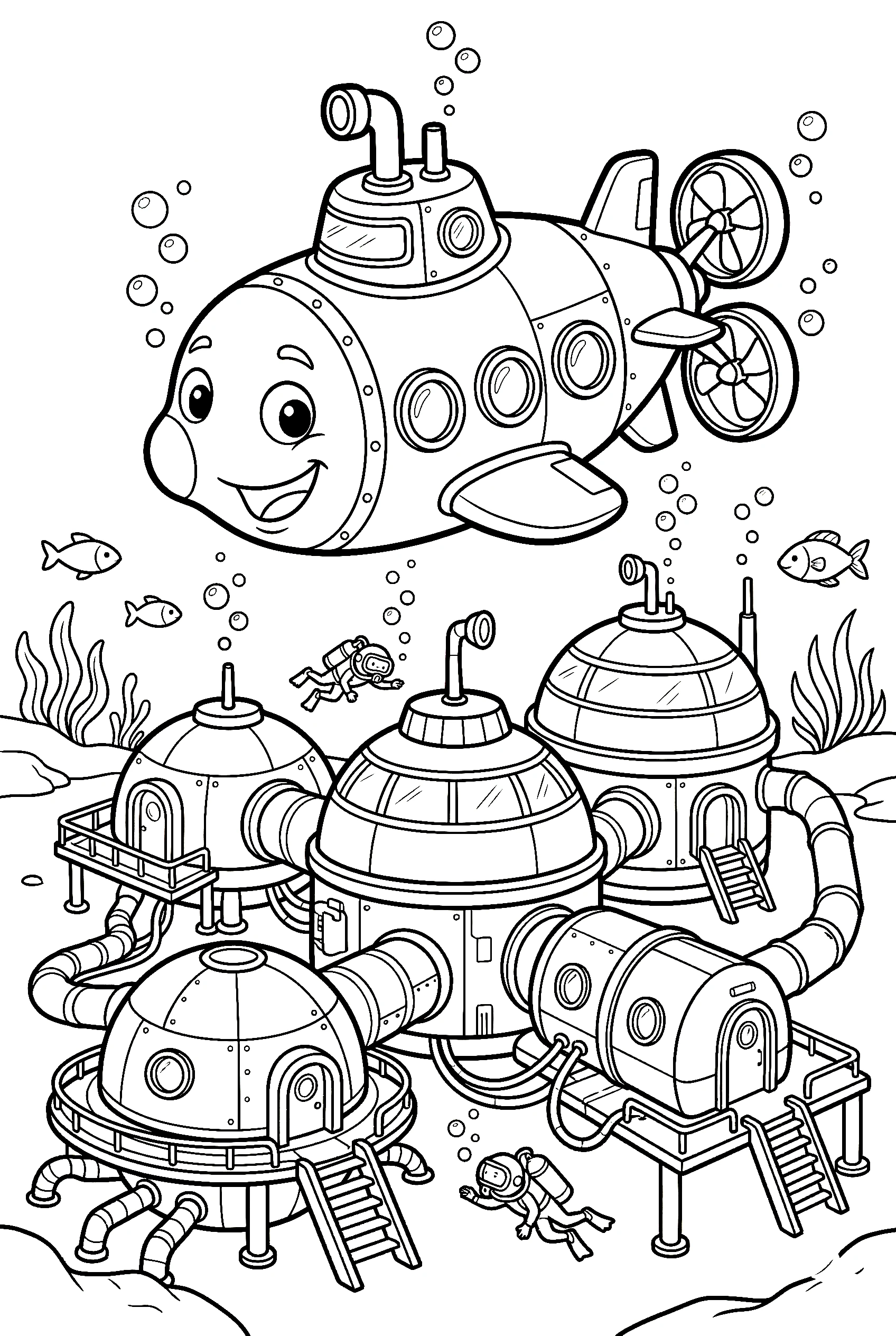 submarine research station coloring pages
