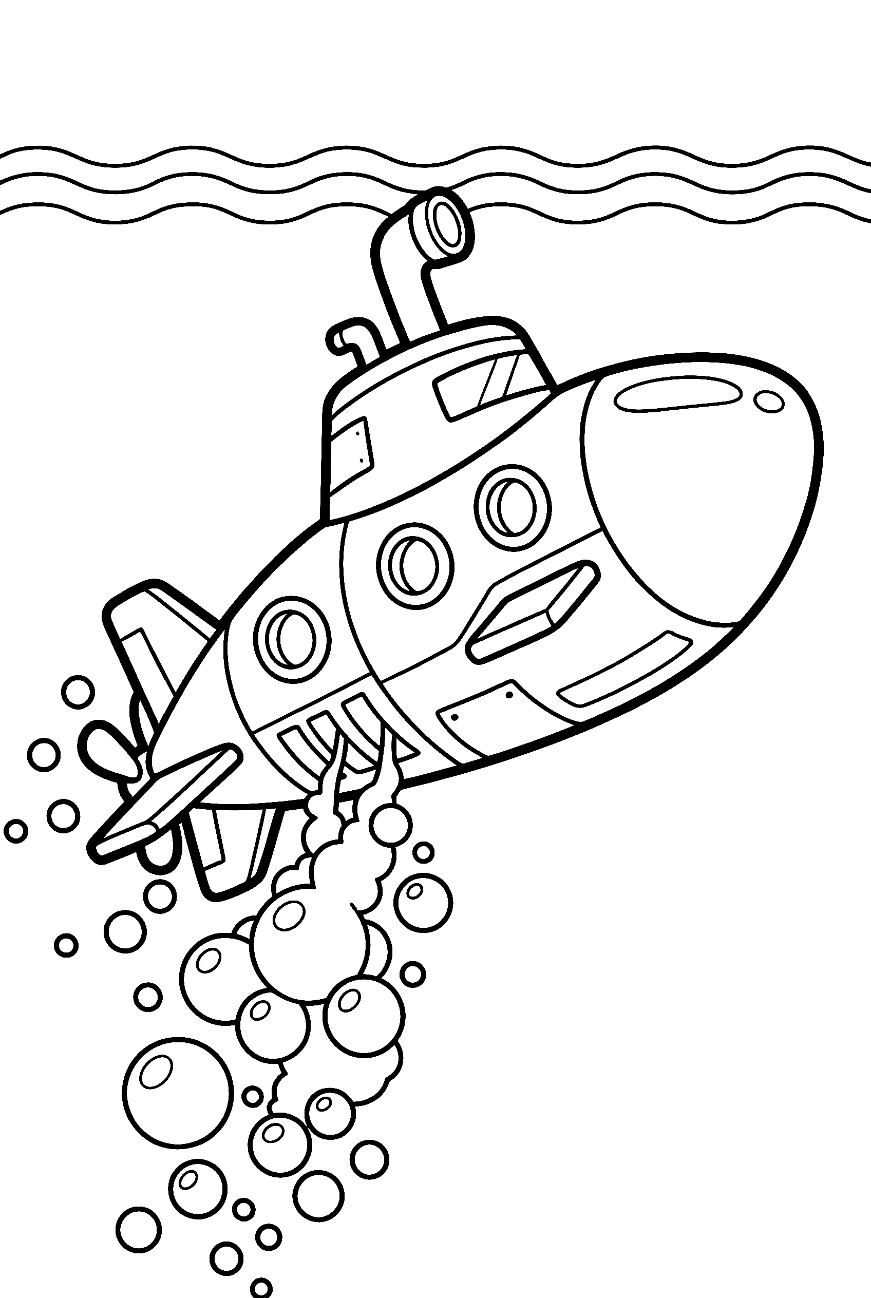 submarine surfacing ocean printable sheet