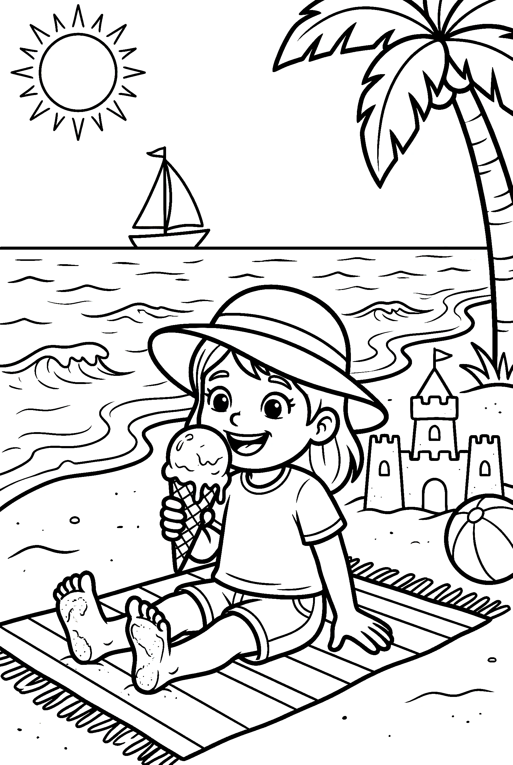 summer girl coloring pages ice cream