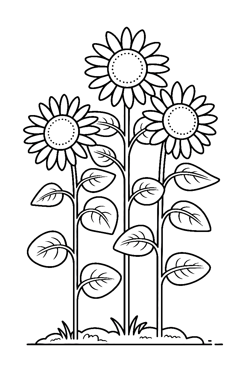 sunflowers tall blooms garden coloring pages sunflowers tall blooms garden coloring pages