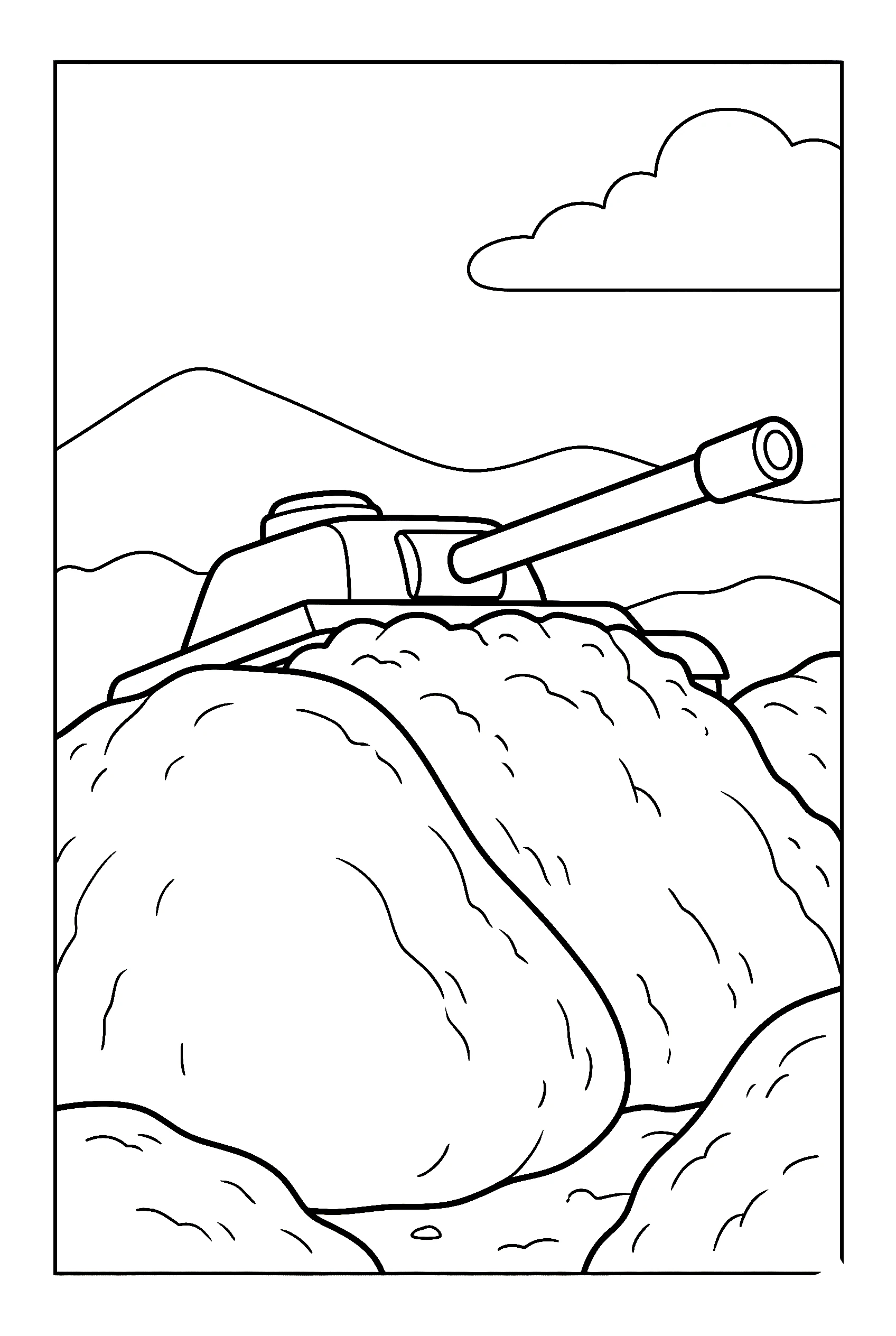 tank behind earthworks drawing