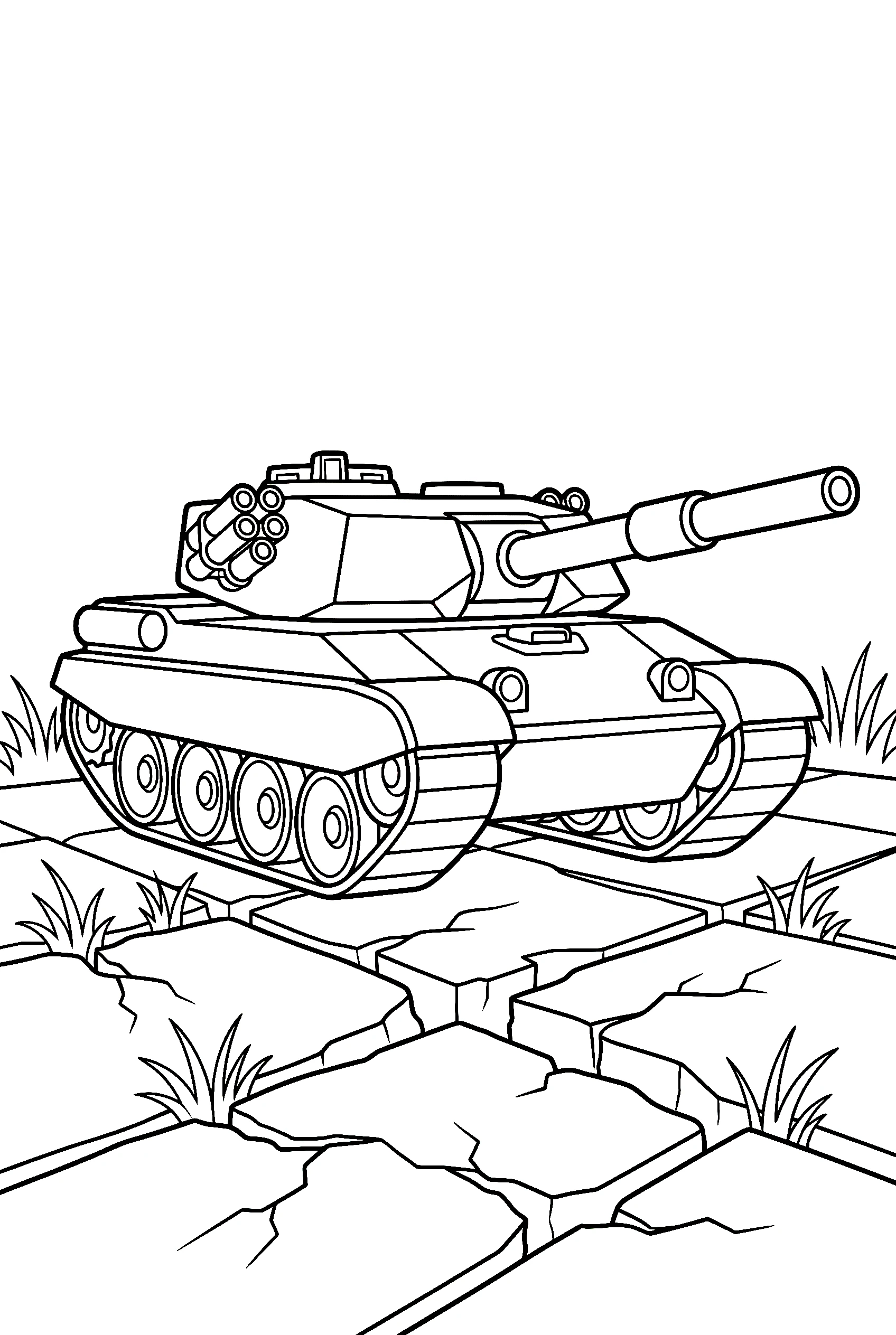 tank cracked pavement coloring pages