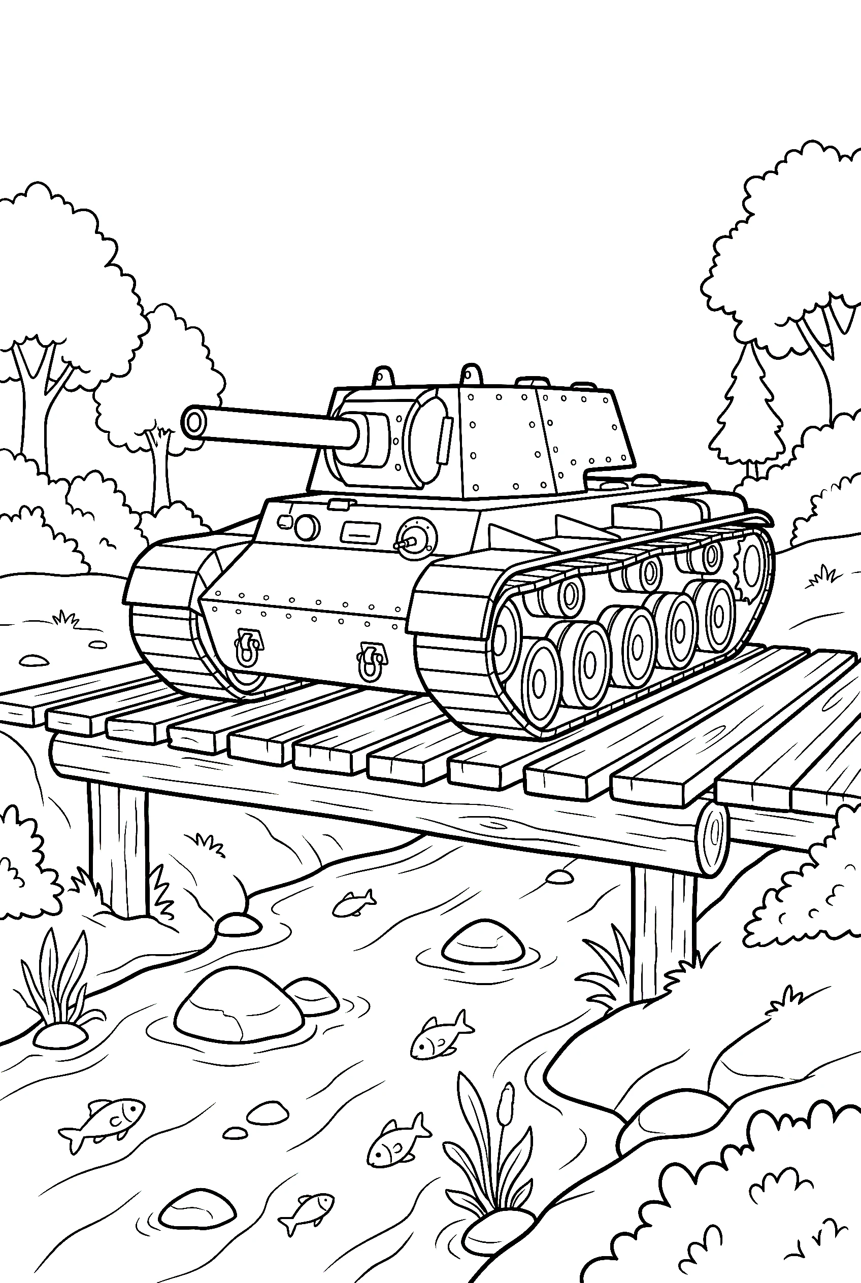tank crossing bridge drawing